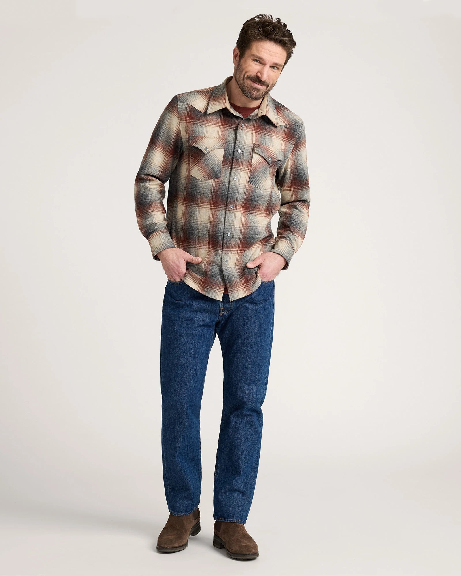 Canyon Shirt Red Mix/Grey Mix Ombre