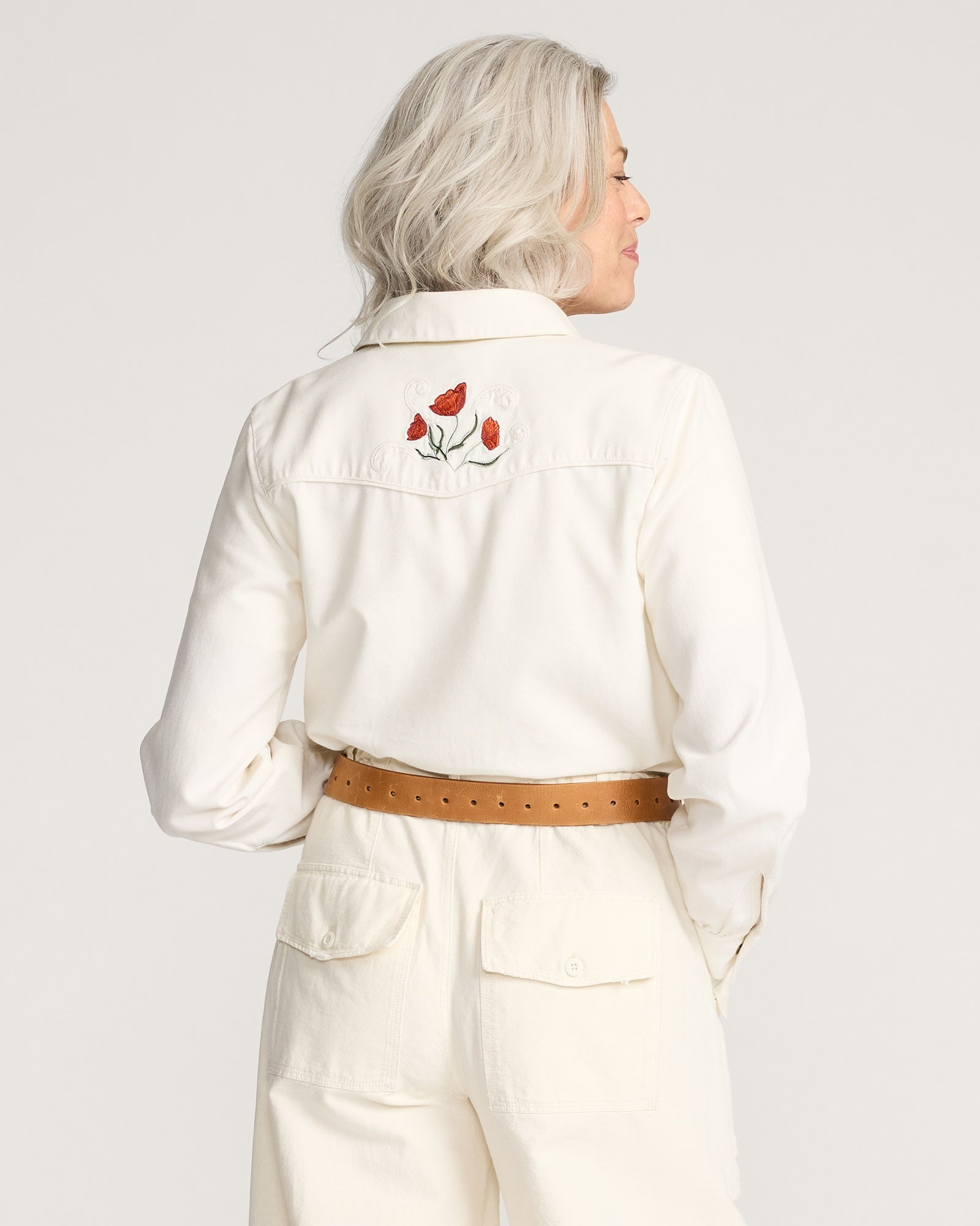 Embroidered Western Shirt Ecru