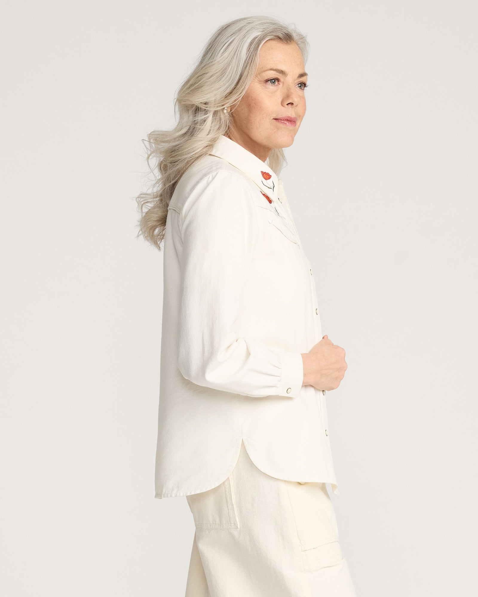Embroidered Western Shirt Ecru