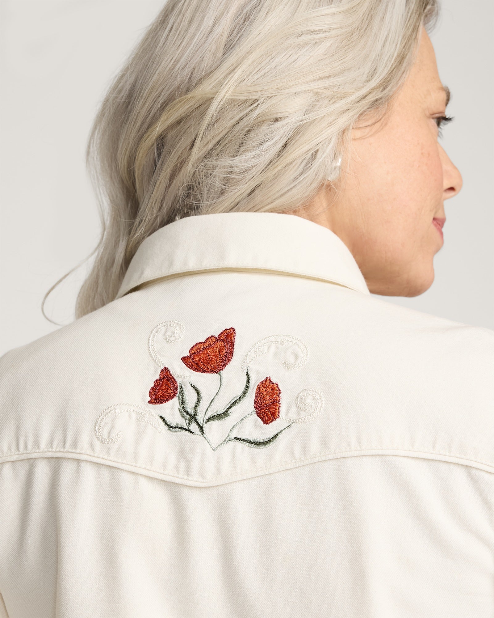 Embroidered Western Shirt Ecru
