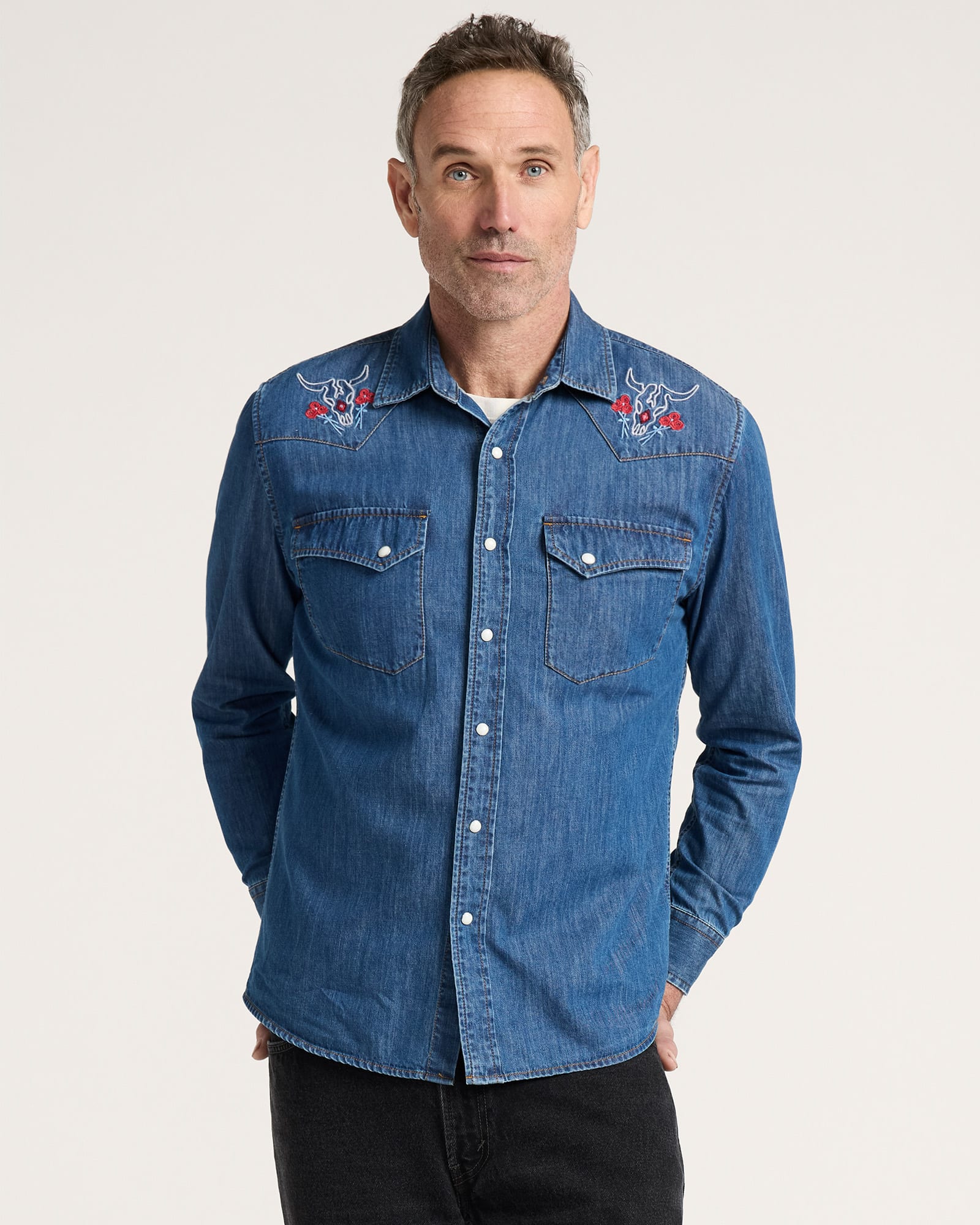 Gambler Denim Shirt Denim/Bison Rose