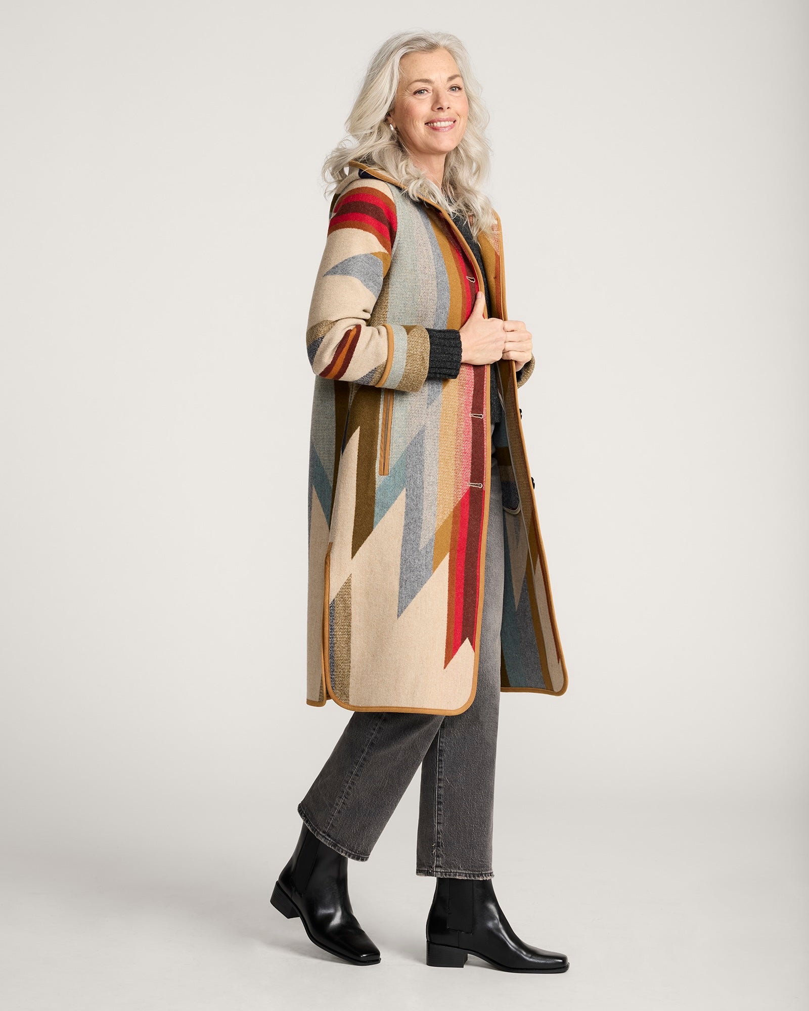 Hooded Jacquard Coat Wyeth Trail