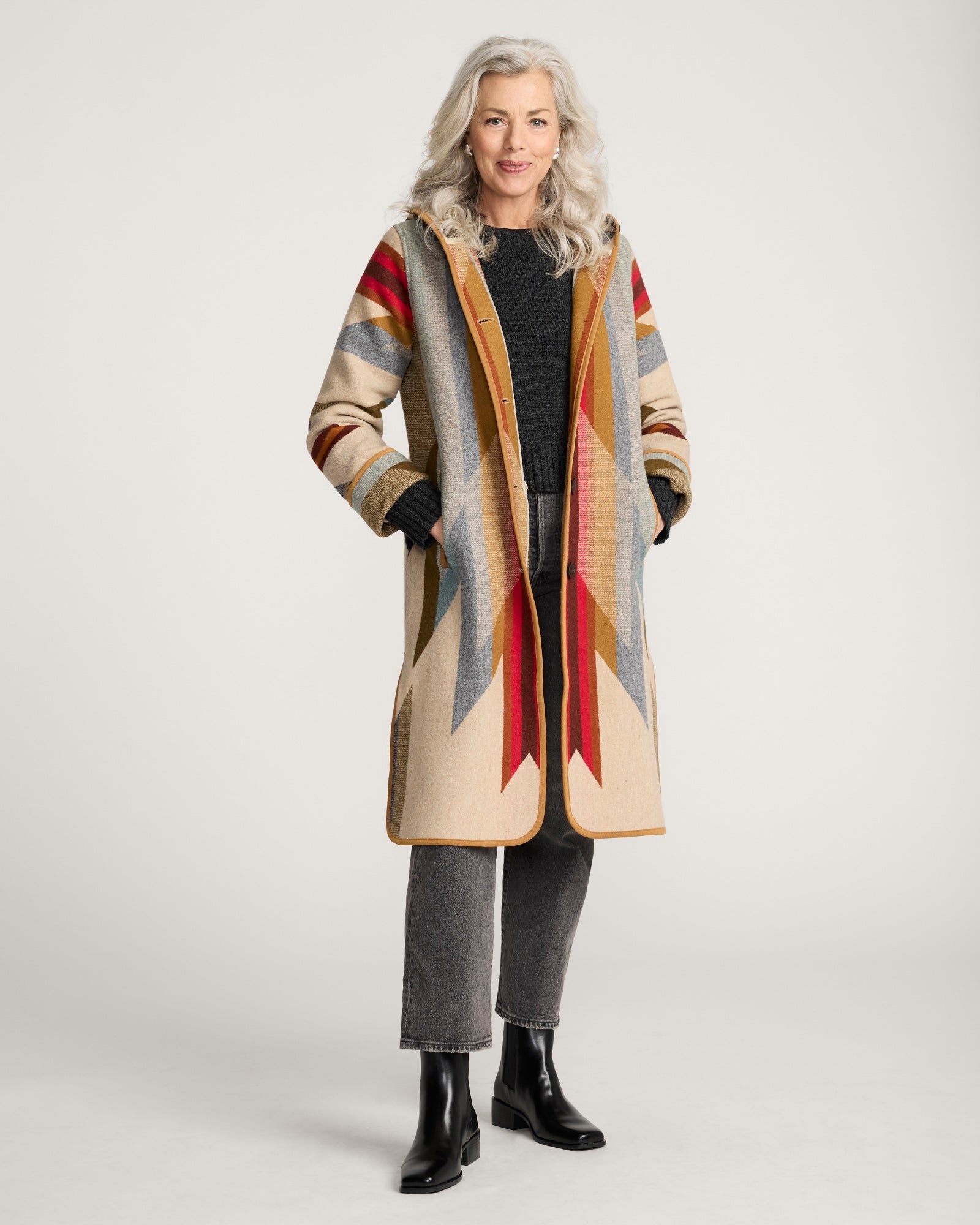 Hooded Jacquard Coat Wyeth Trail