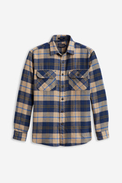 Burnside Flannel Shirt Tan/Navy/Bronze Plaid