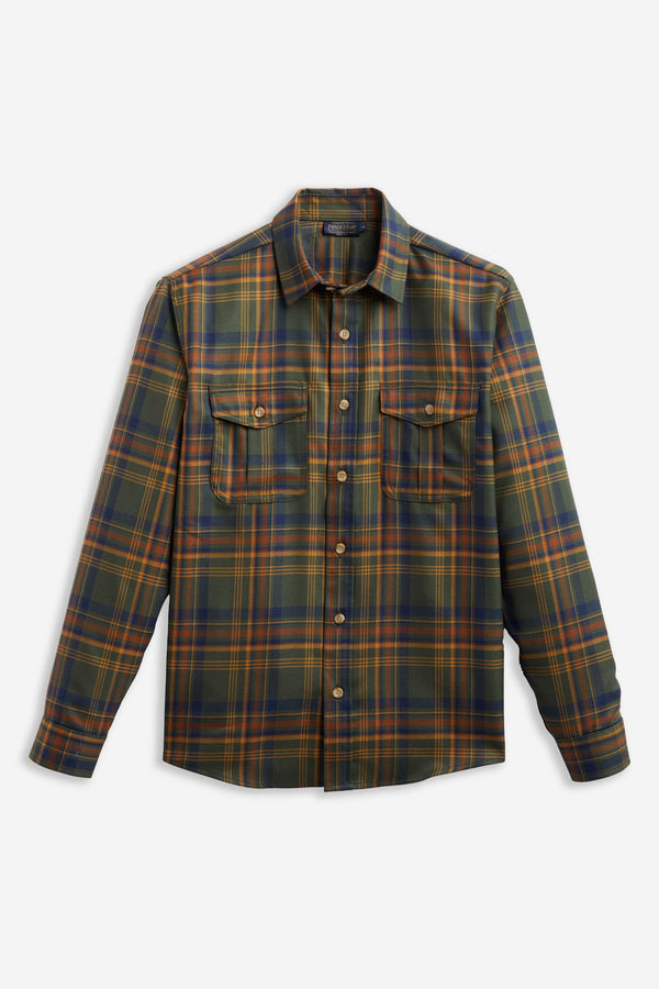 Harrison Merino Shirt Green/Gold Plaid