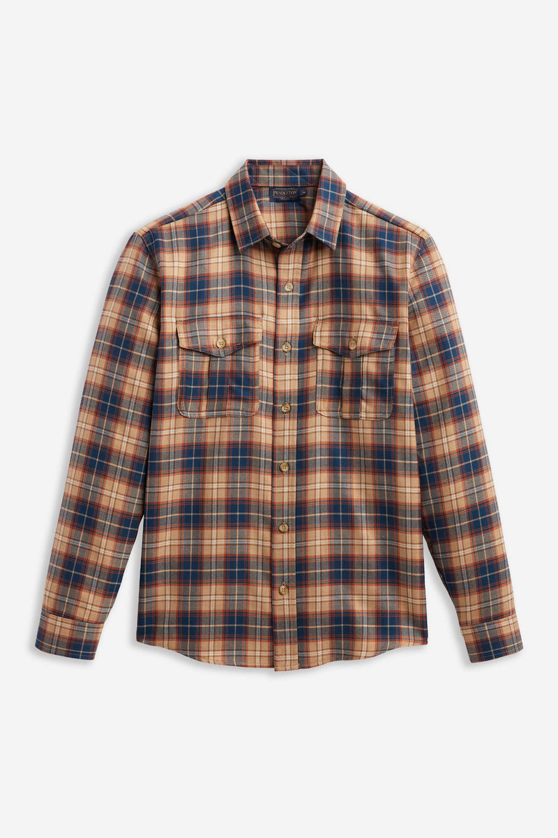 Harrison Merino Shirt Blue/Tan Mix Plaid