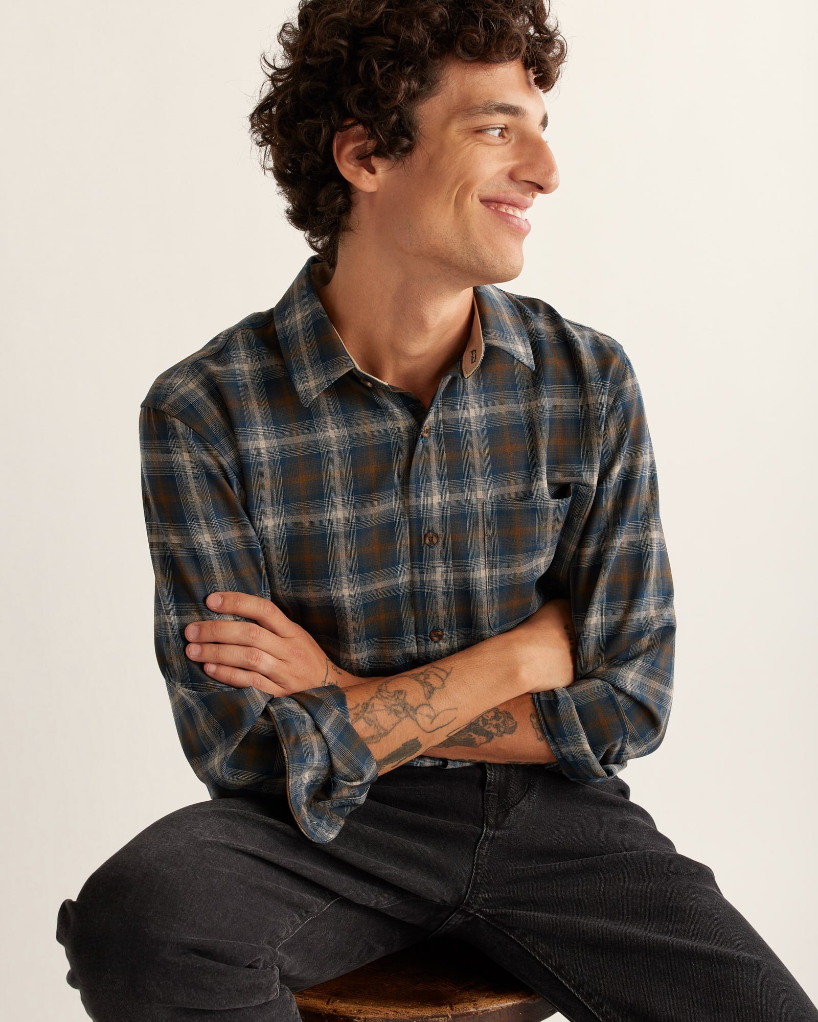 Merino Lodge Shirt Blue Plaid