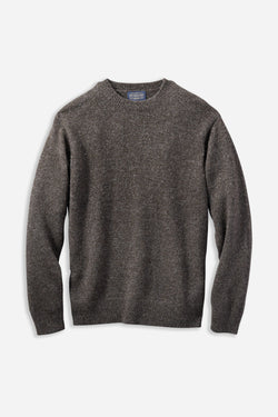 Shetland Crew Sweater Dark Brown Mix