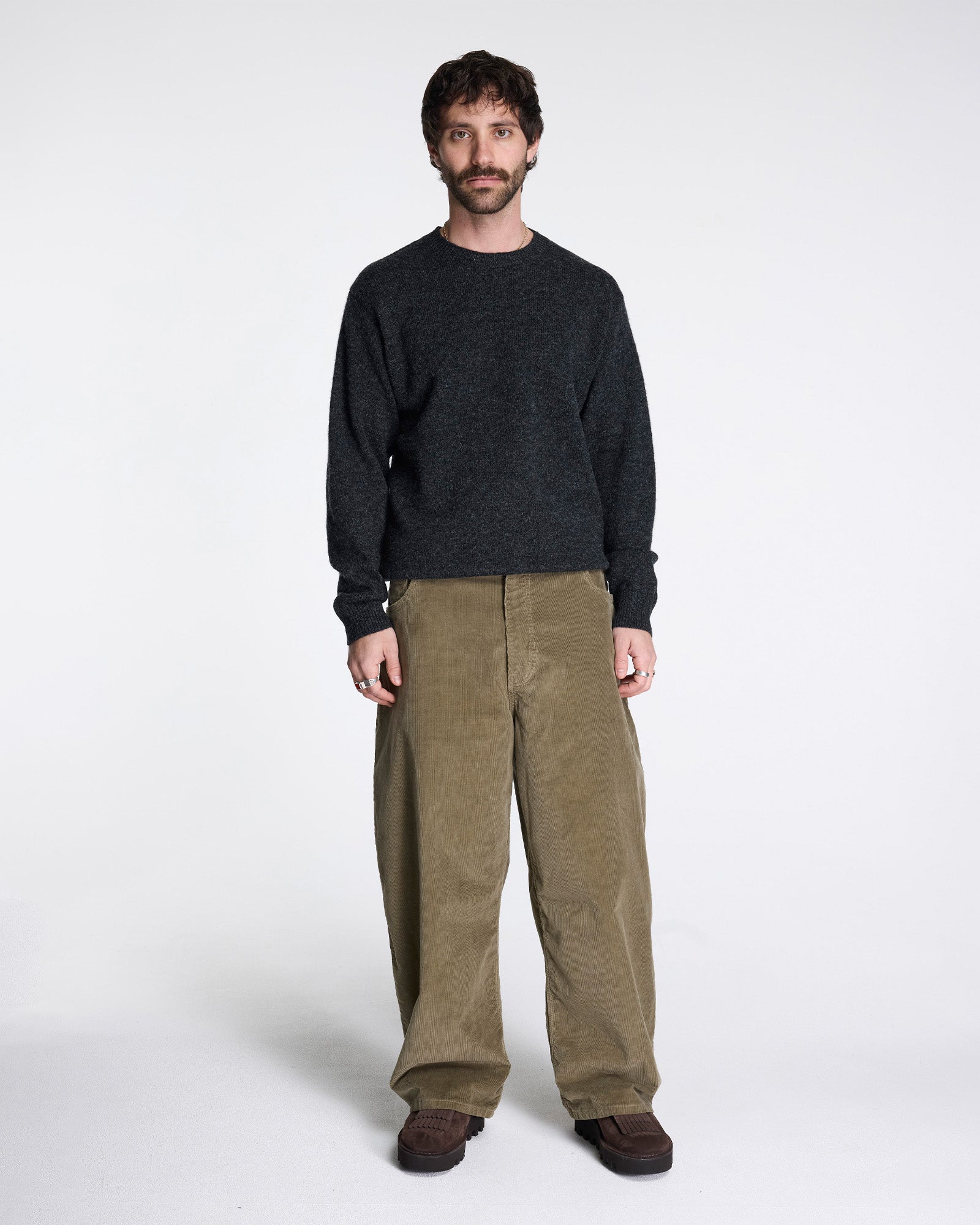 Shetland Wool Crew Black Heather