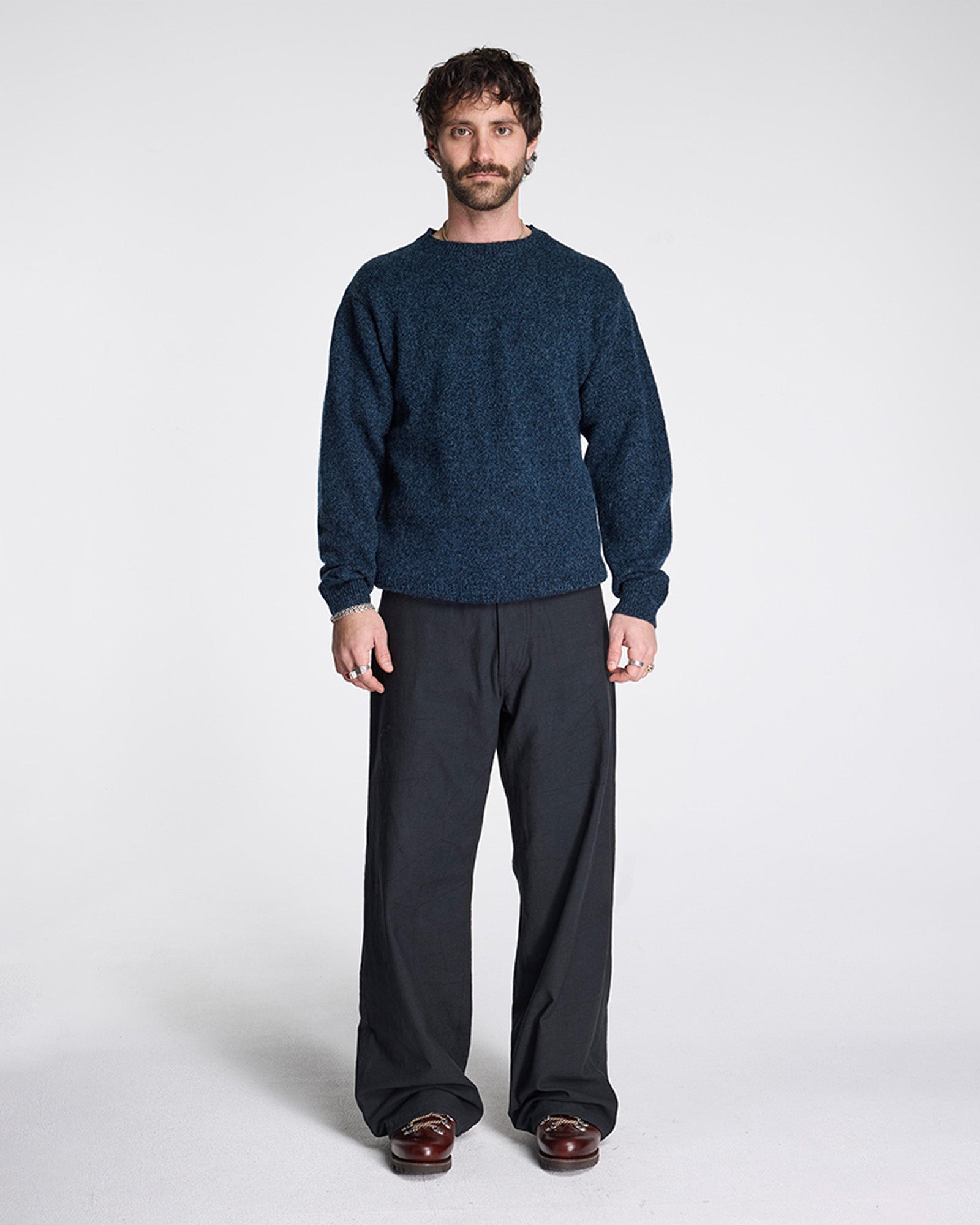 Shetland Wool Crew Indigo Heather