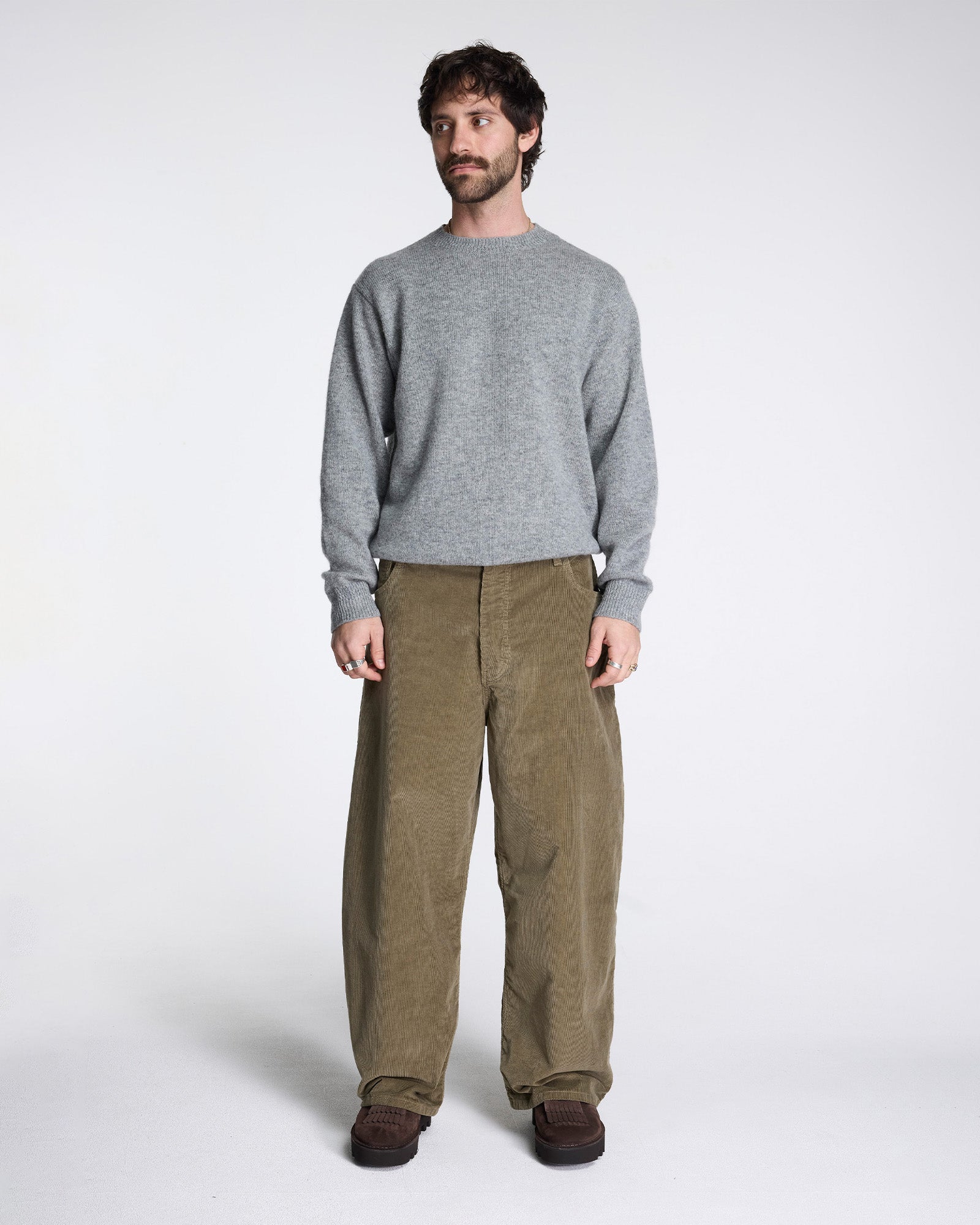 Shetland Wool Crew Light Grey Heather