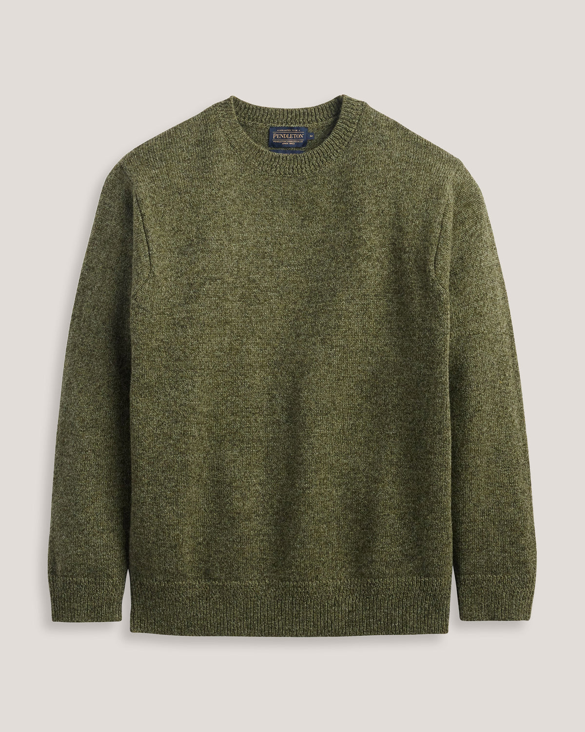 Shetland Wool Crew Olive Heather
