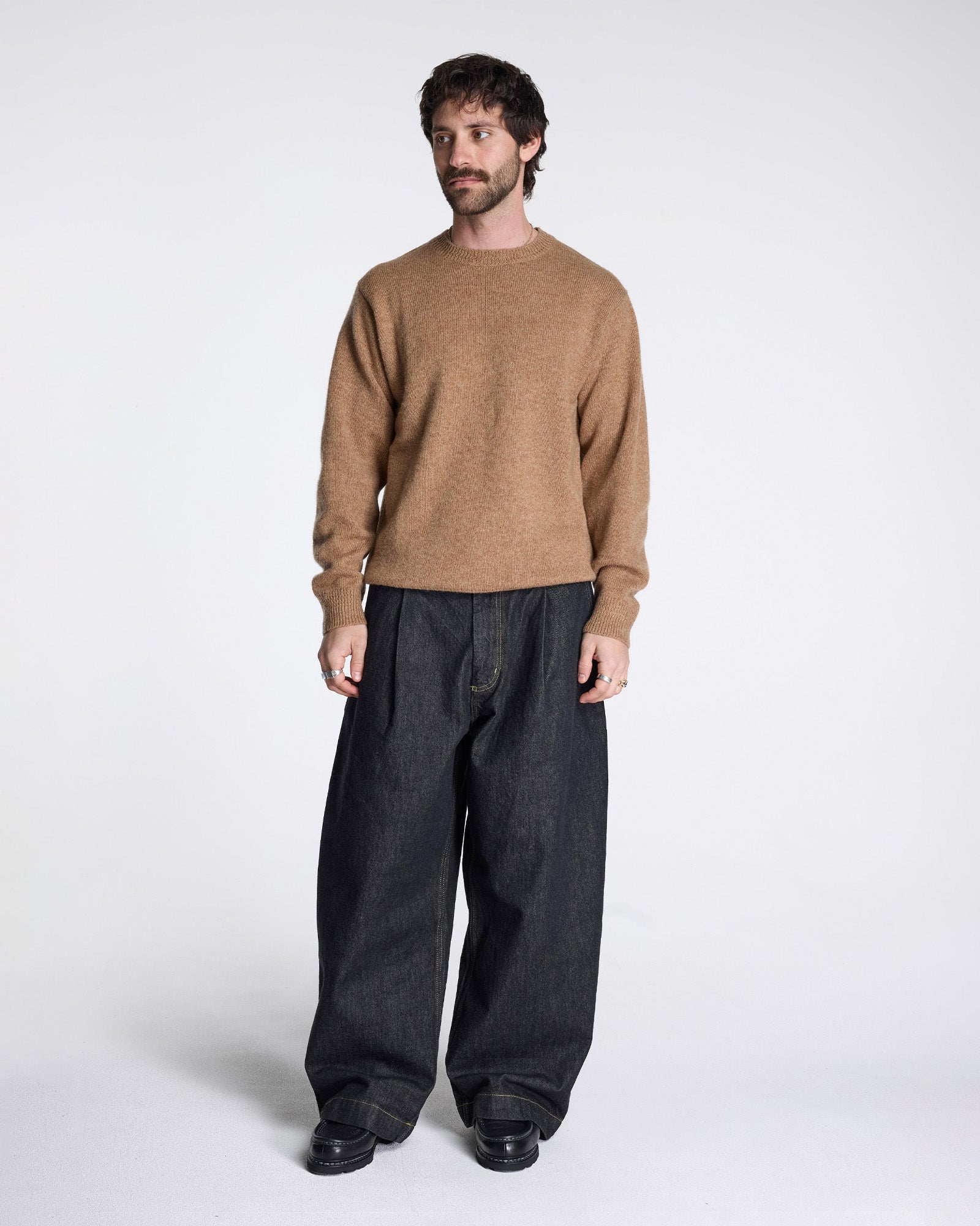 Shetland Wool Crew Tan Mix