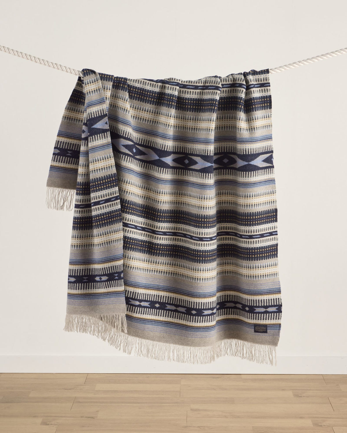 Jacquard Fringed Throw Rio Bravo Blue