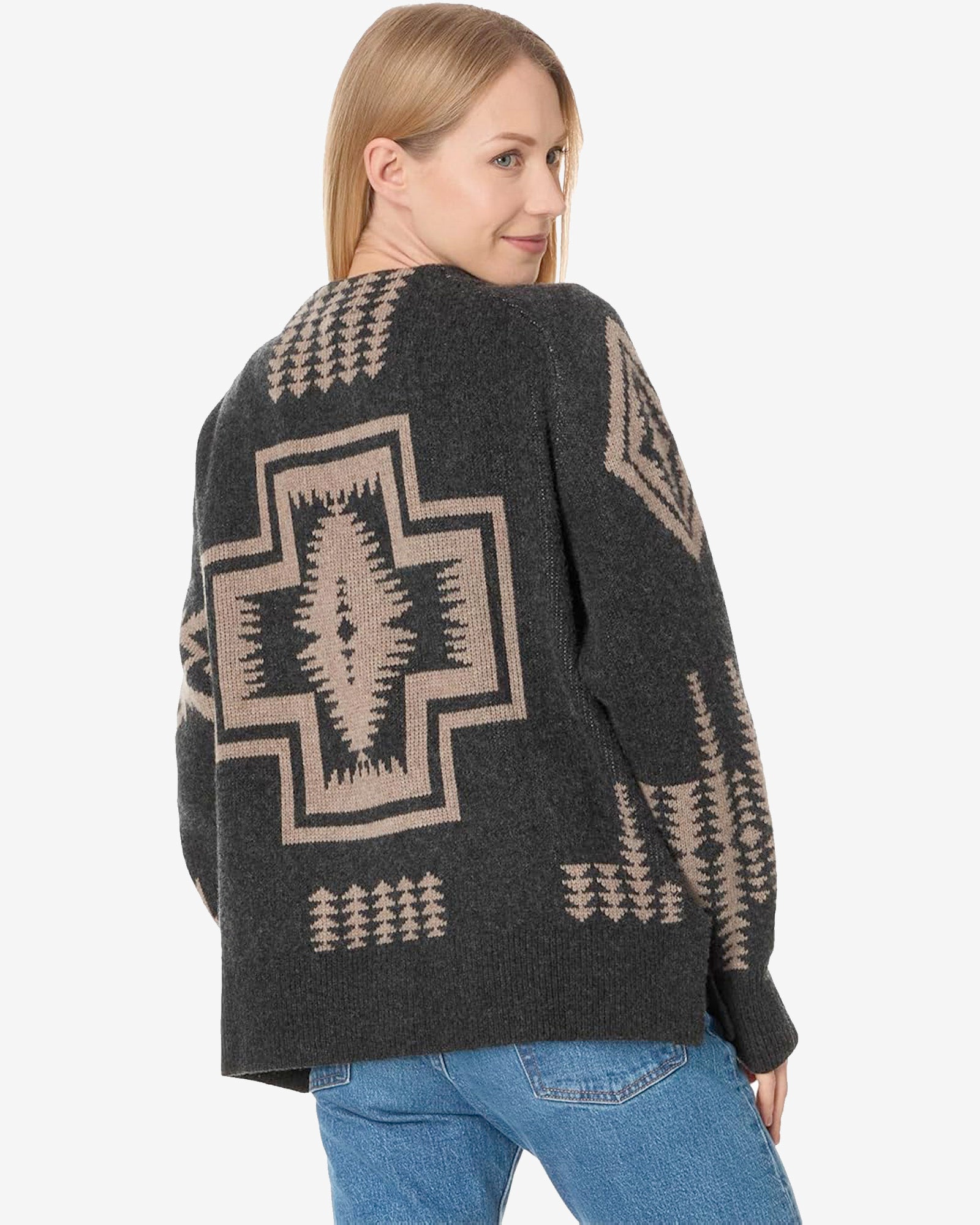 Oversized Graphic Cardigan Black/Taupe