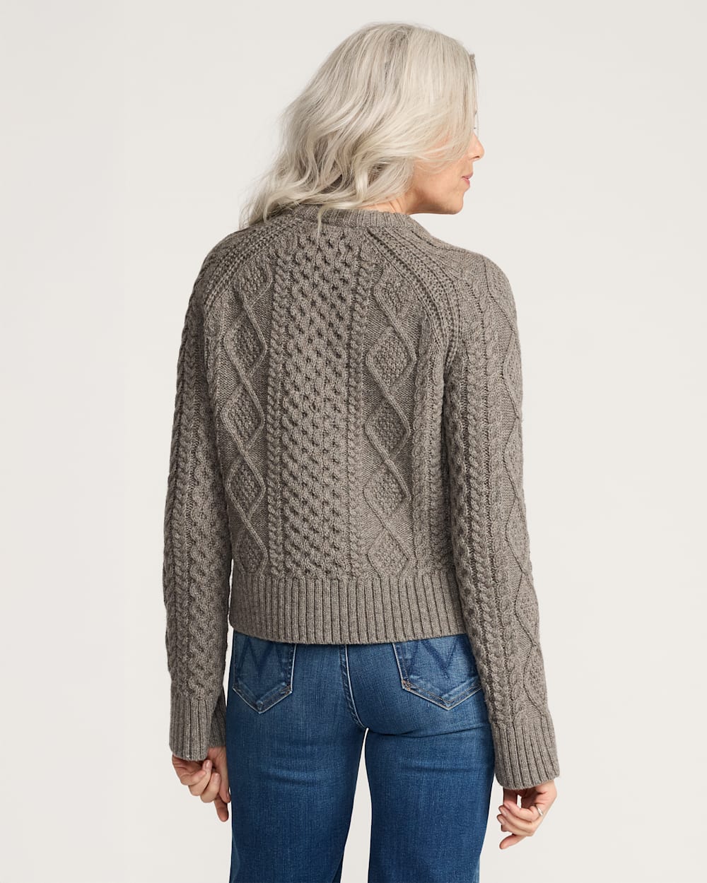 Women's Fisherman Sweater Stone Heather