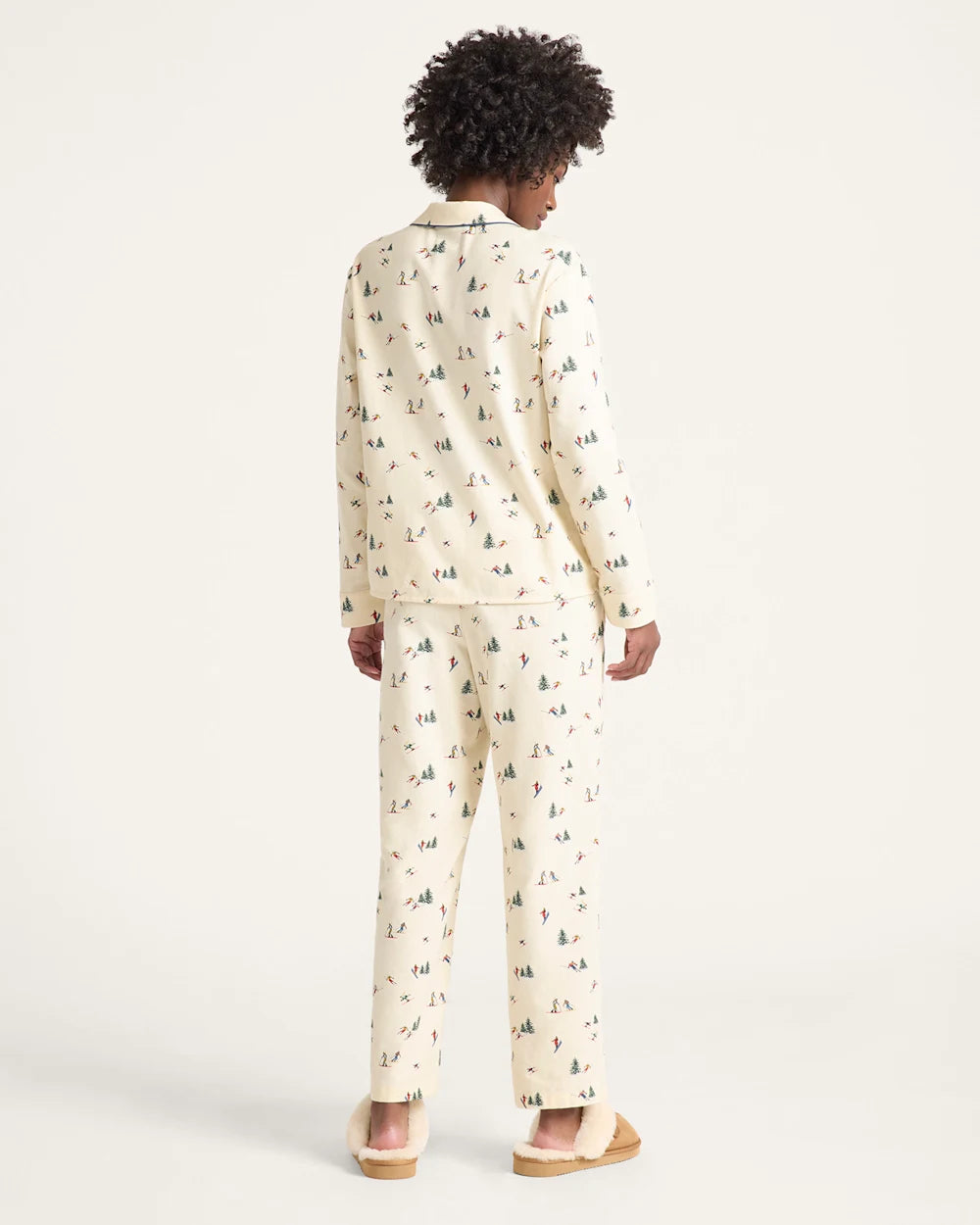 Women's Pajama Set Ecru Ski Print