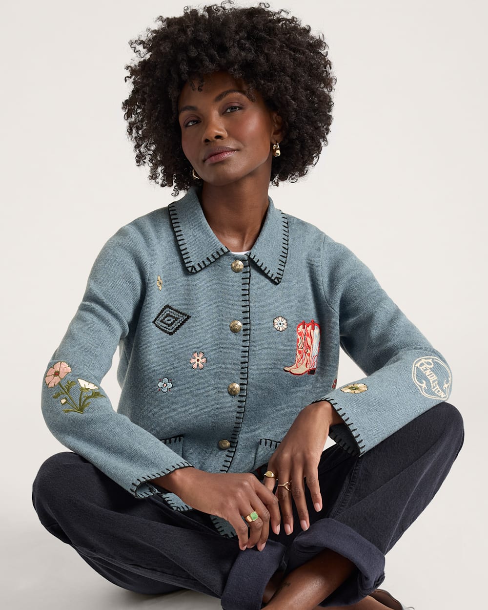 Pendleton Souvenir Cardigan Denim Heather
