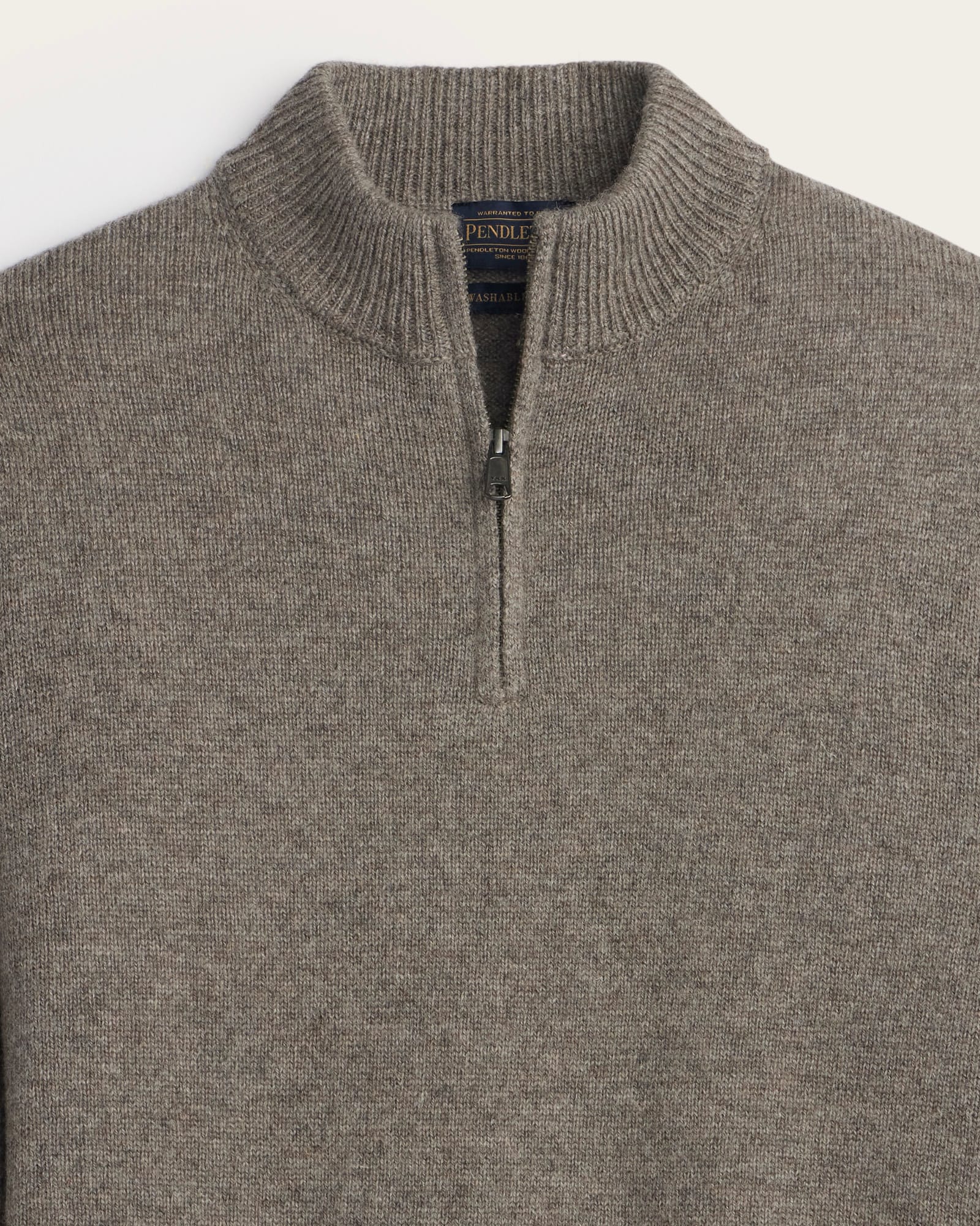 Shetland Wool 1/4 Zip Sweater Stone Heather