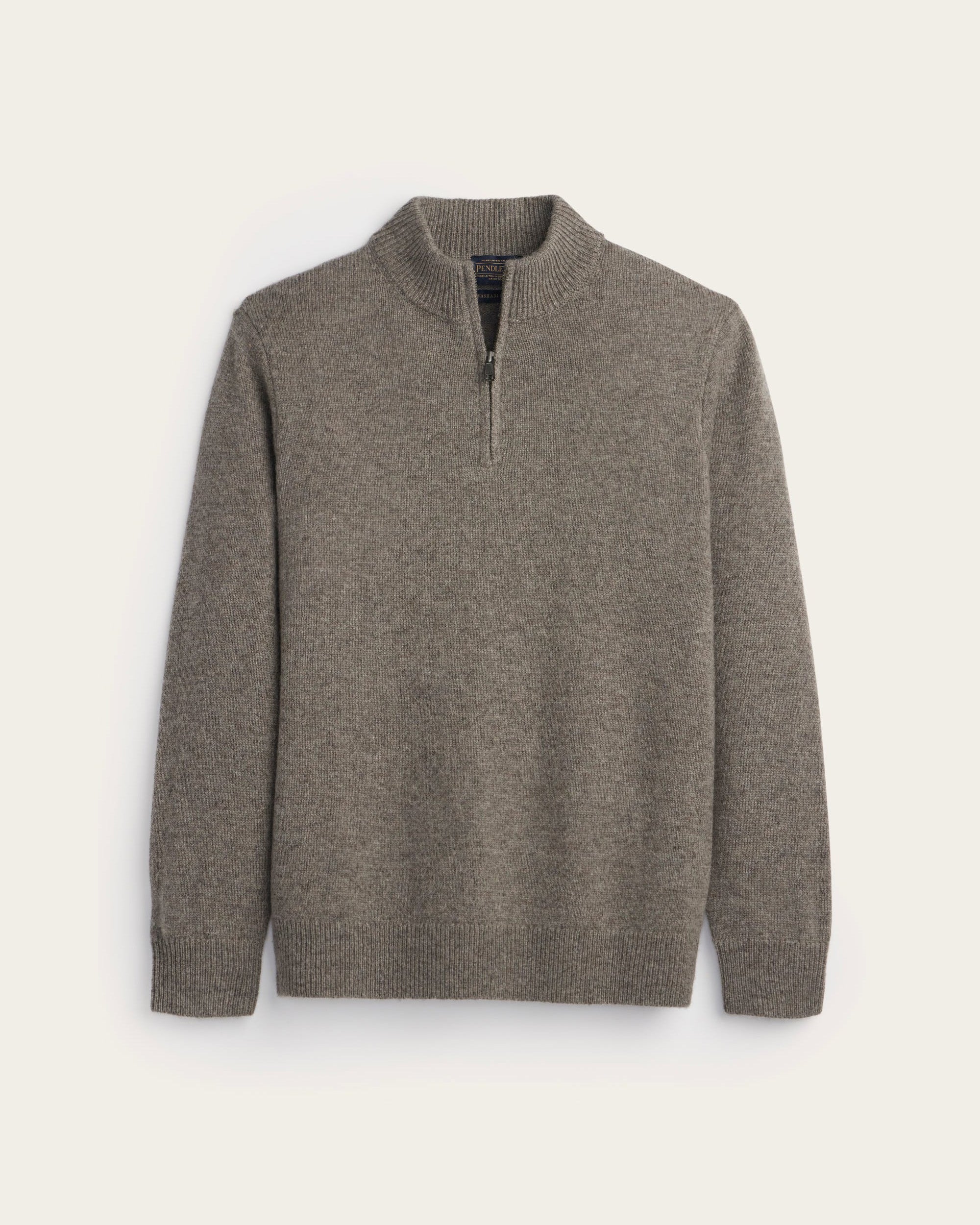 Shetland Wool 1/4 Zip Sweater Stone Heather