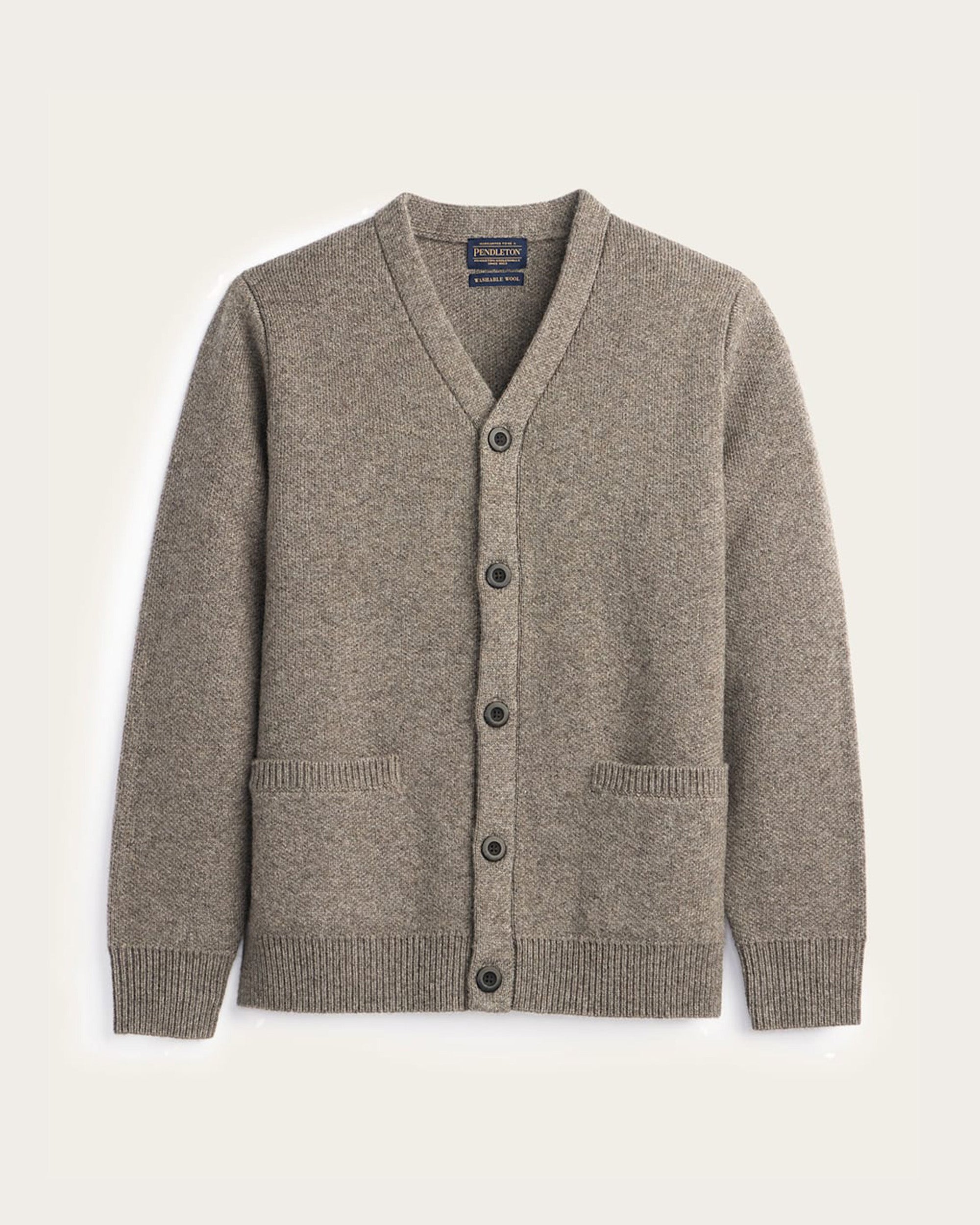 Shetland Wool Cardigan Stone Heather