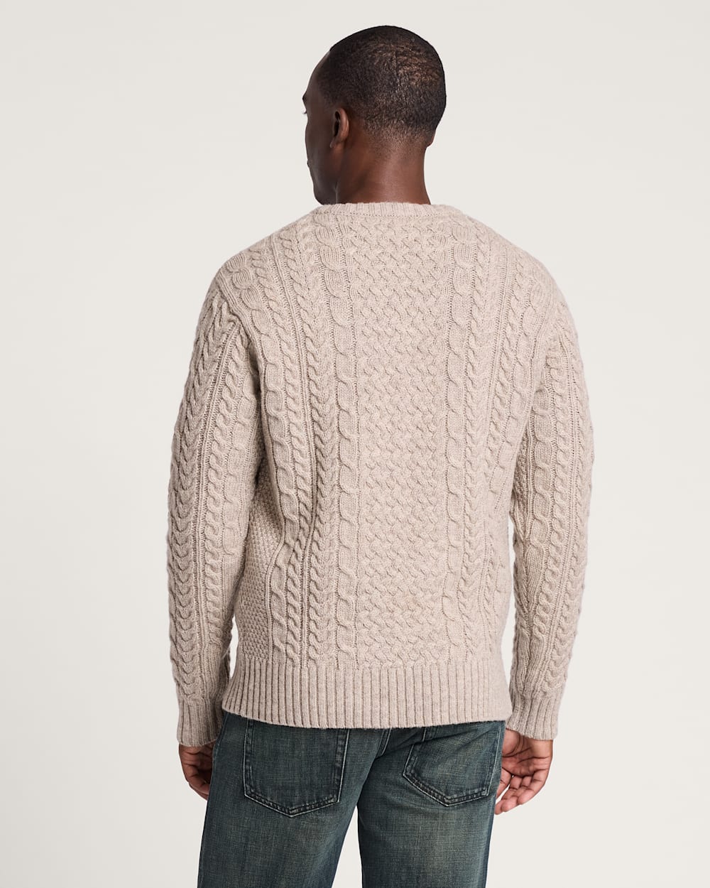 Wool Fisherman Sweater Wheat Mix