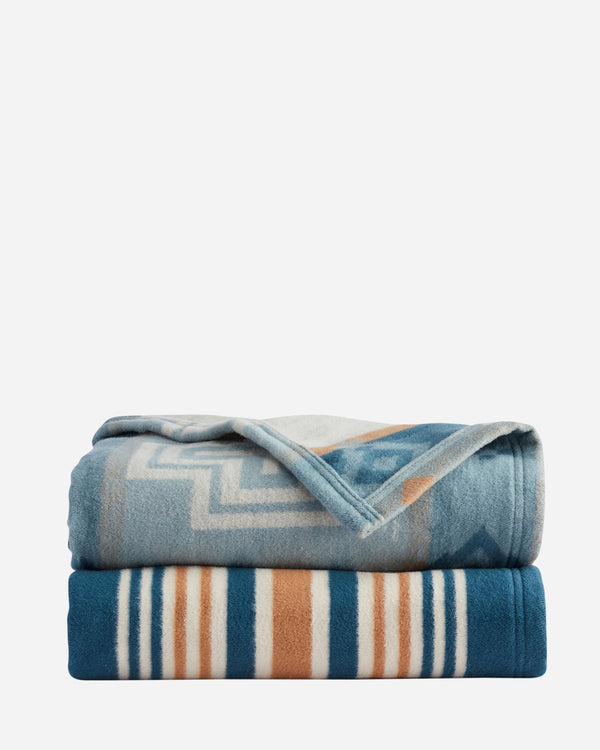 Organic Cotton Throw Gift Pack Set San Marino + Stripe Shale