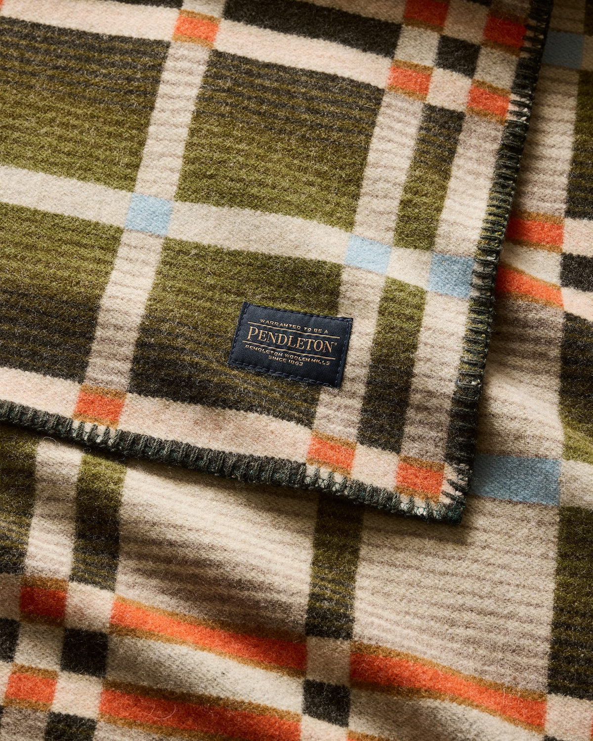Pendleton Four Square Wool Throw in Slide Mountain Olive – view 5