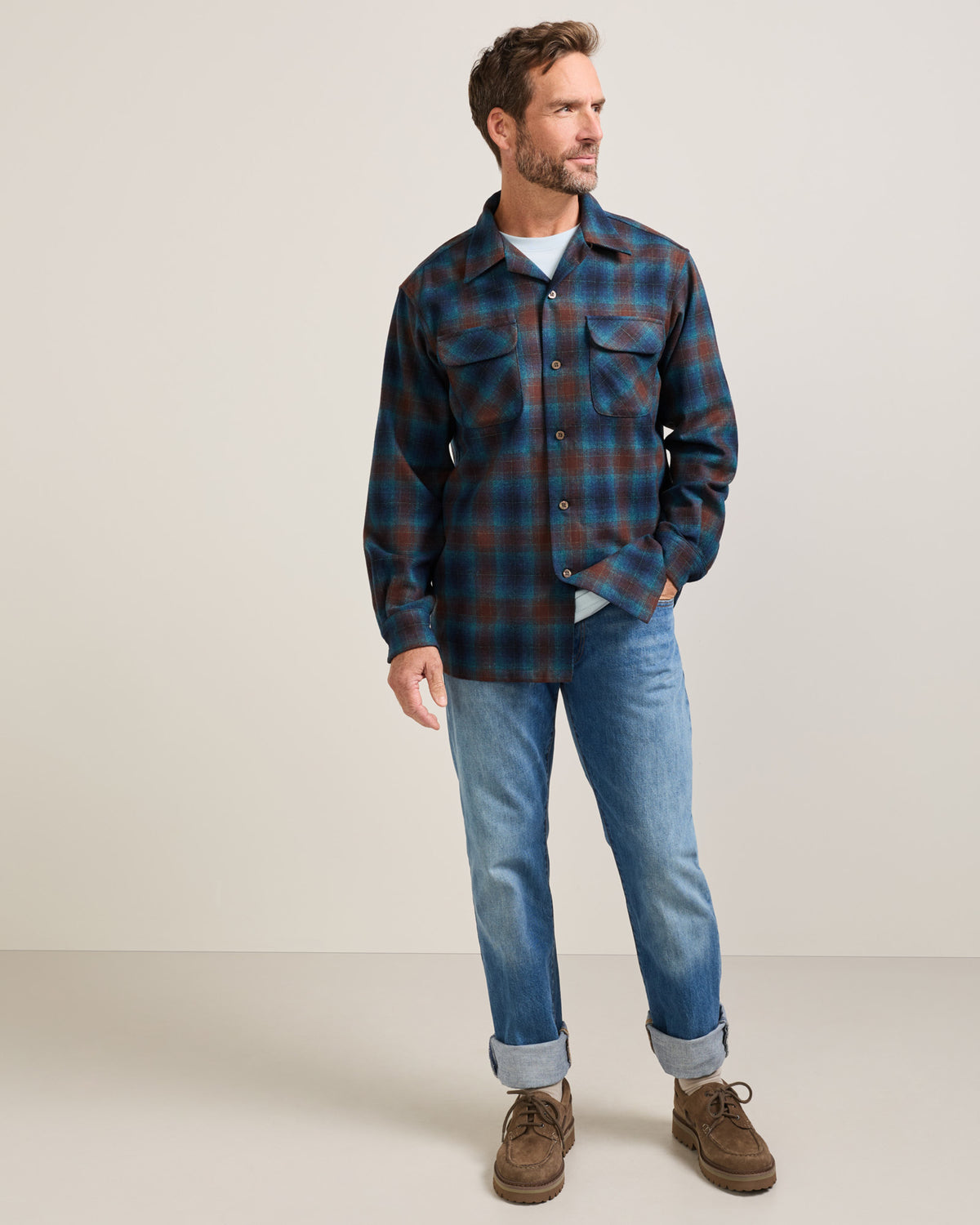 Pendleton Men's Board Shirt in Brown/Navy Ombre – view 2