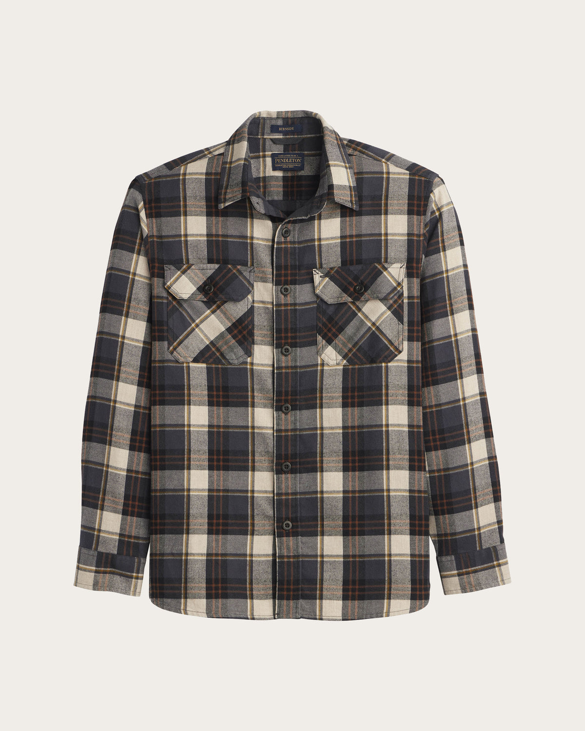 Pendleton Men's Burnside Flannel Shirt in Natural/Charcoal Plaid