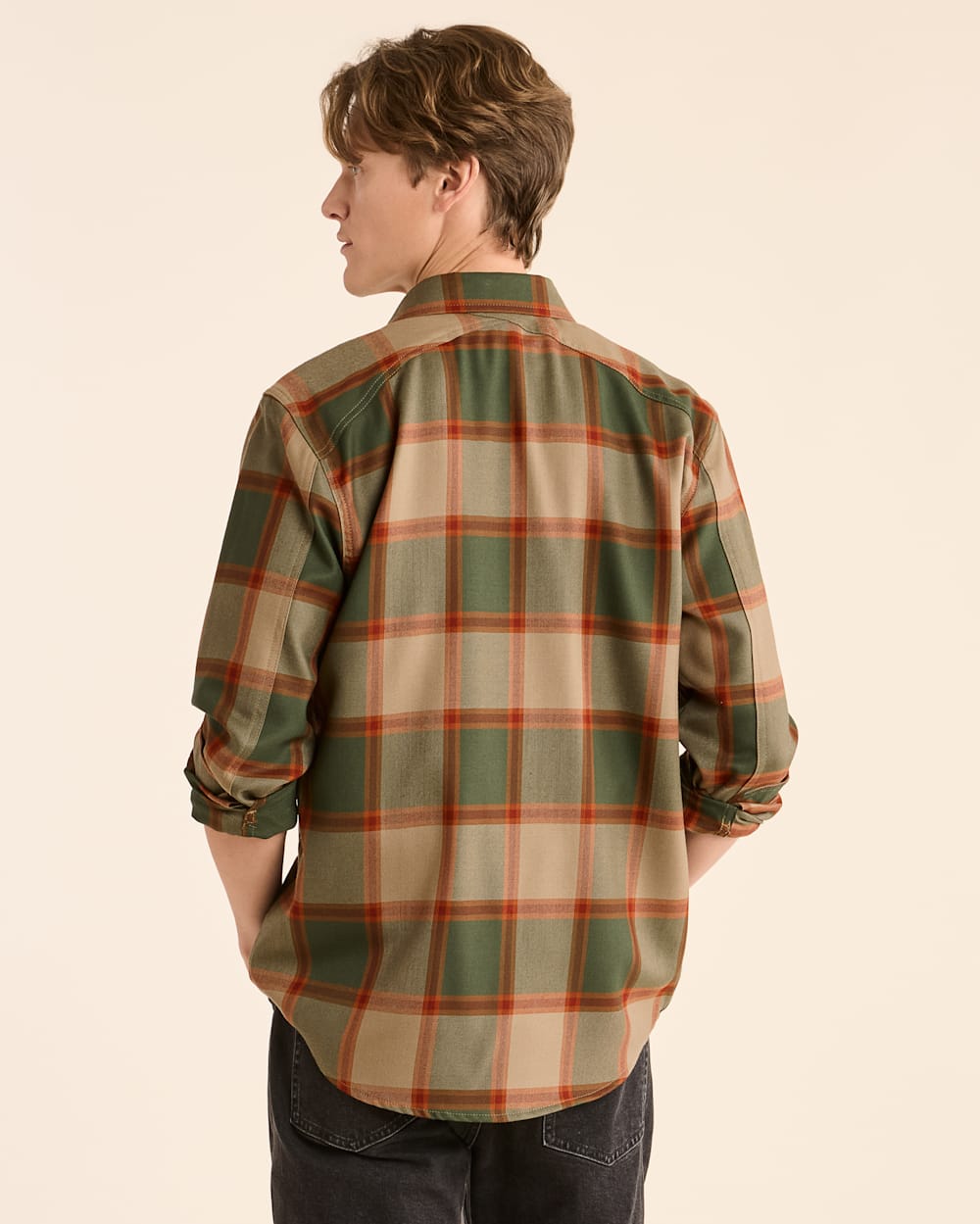 Pendleton Men's Harrison Merino Shirt in Blue/Tan Mix Plaid – view 3