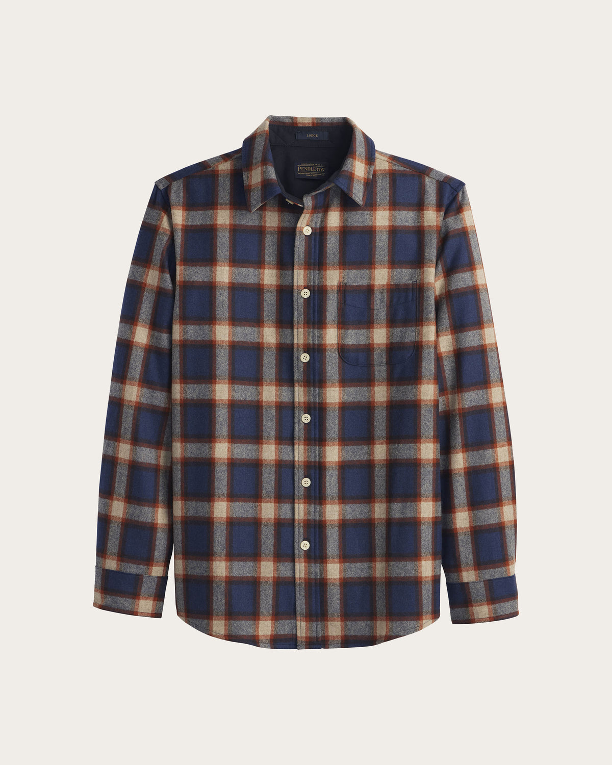 Pendleton Men's Lodge Shirt in Navy/Copper Plaid
