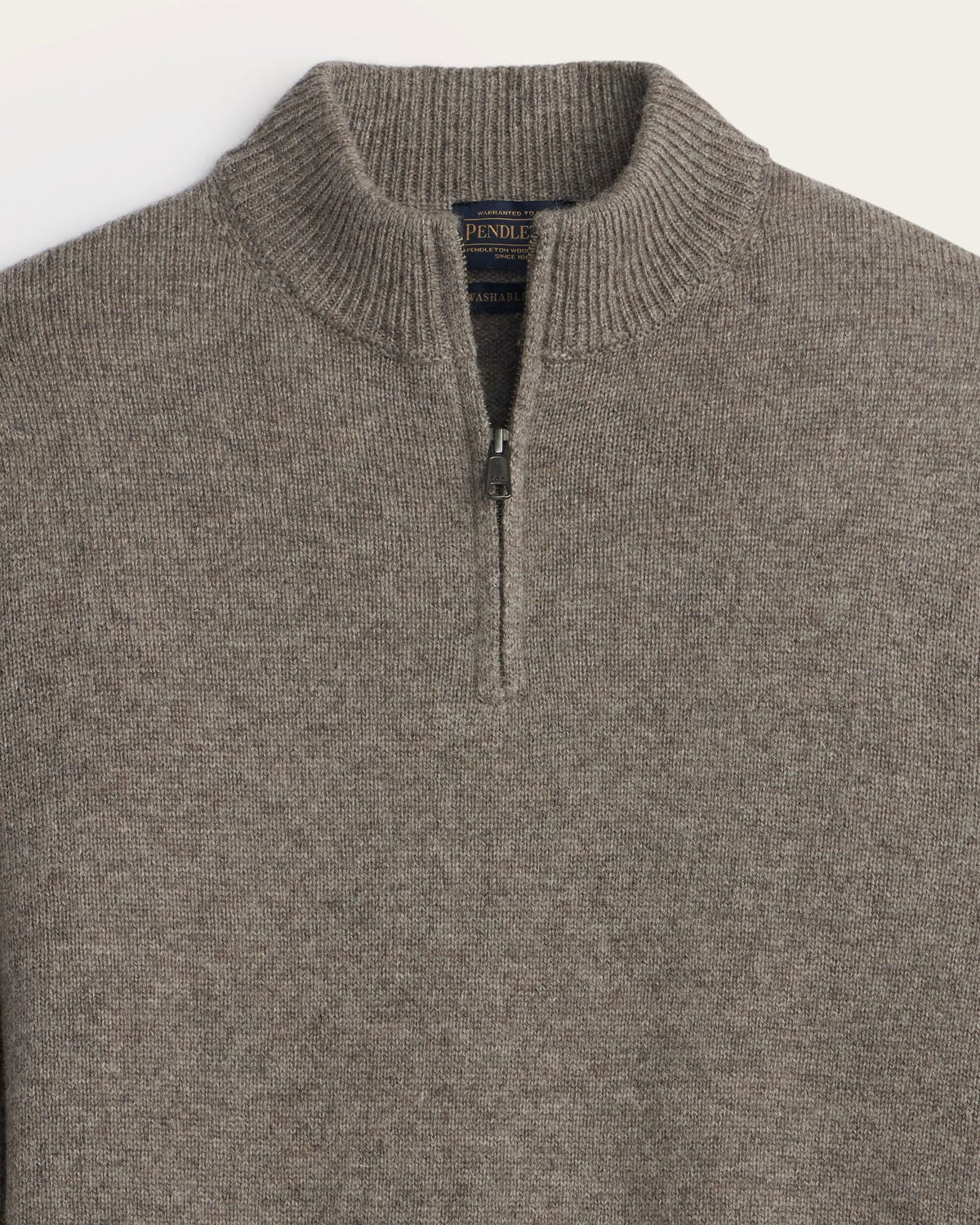 Pendleton Men's Shetland Wool 1/4 Zip Sweater in Stone Heather – view 2