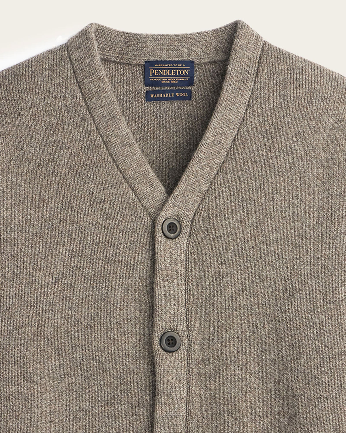 Pendleton Men's Shetland Wool Cardigan in Stone Heather – view 4