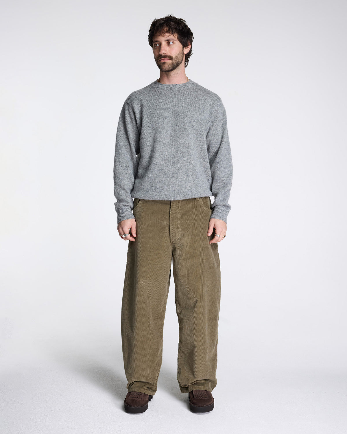 Pendleton Men's Shetland Wool Crew in Light Grey Heather – view 2