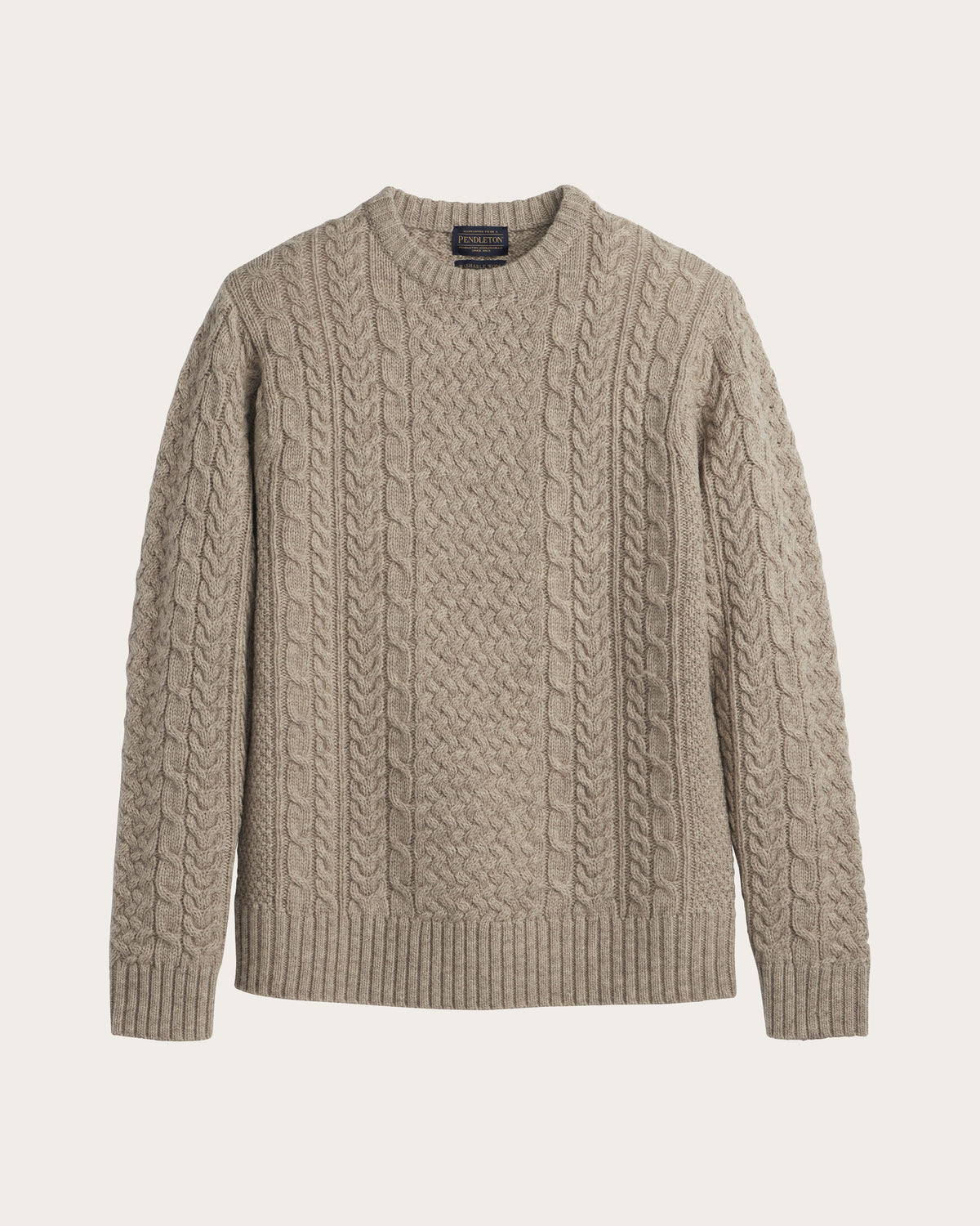 Pendleton Men's Wool Fisherman Sweater in Wheat Mix