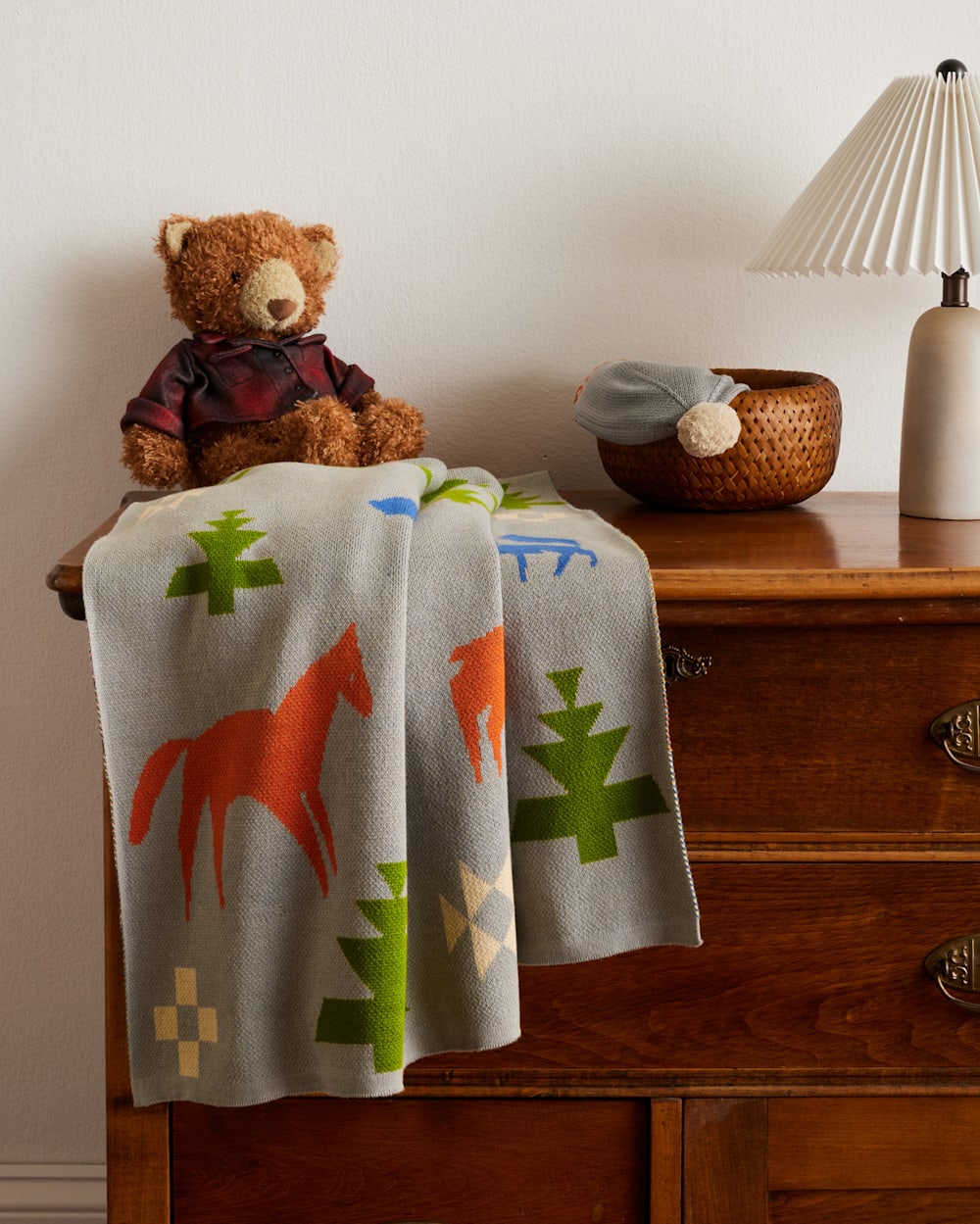 Pendleton Organic Cotton Knit Baby Blanket with Beanie Shared Paths – view 3