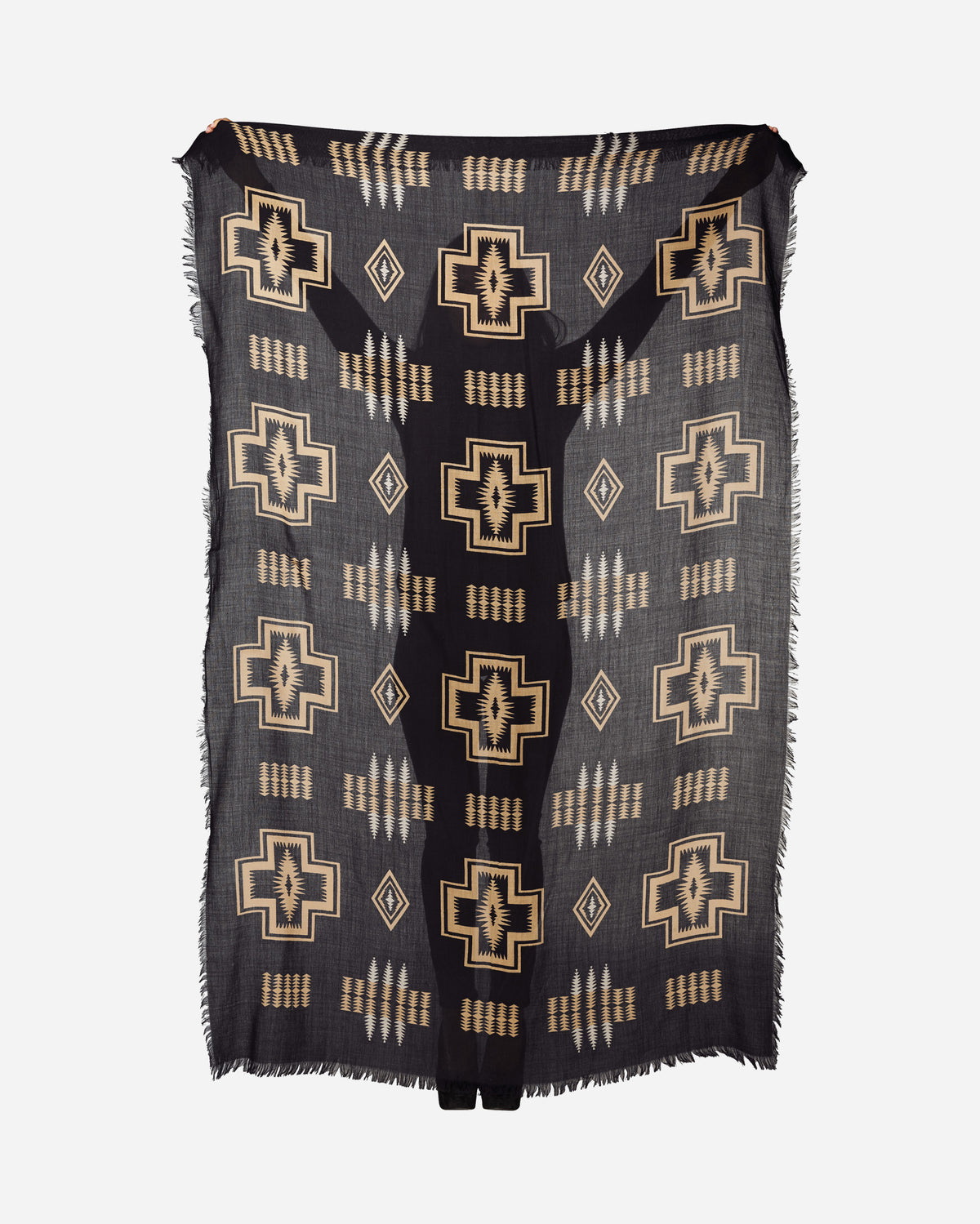 Pendleton Oversized Featherweight Wool Scarf in Harding Black – view 2