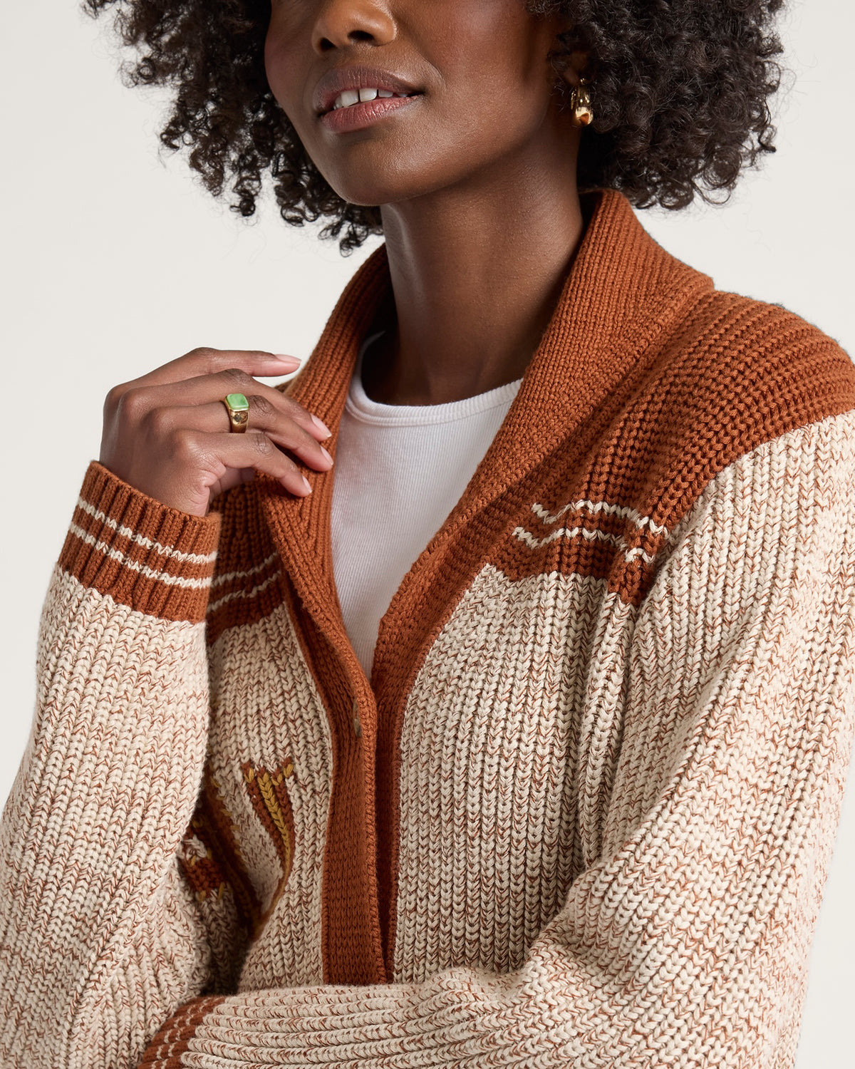 Pendleton Women's Heritage Cardigan in Grey Heather/Copper – view 3