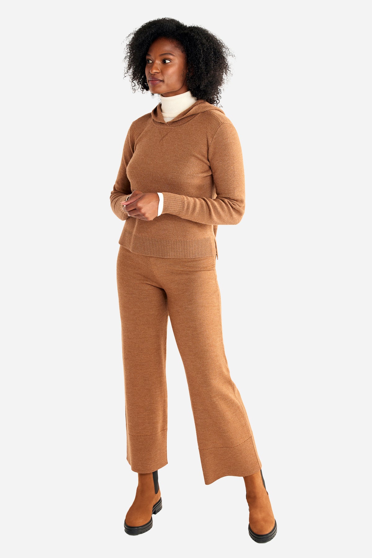 Pendleton Women's Merino Pullover Hoodie in Camel Heather – view 2