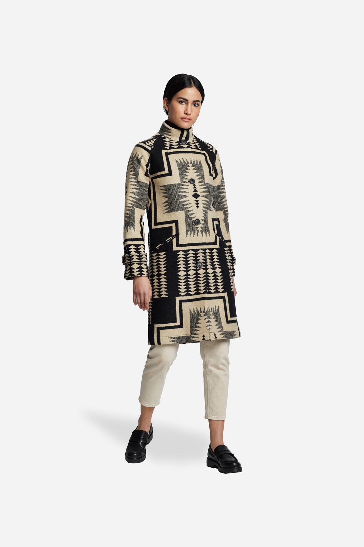 Pendleton Women's Timberline Jacquard Coat in Black/Tan Harding – view 2