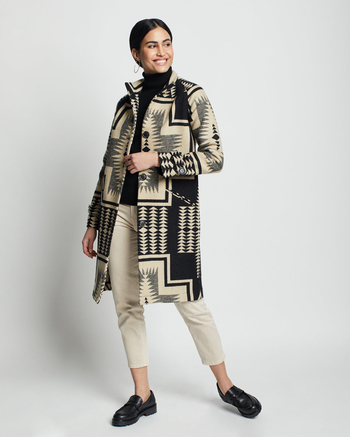Pendleton Women's Timberline Jacquard Coat in Black/Tan Harding – view 6
