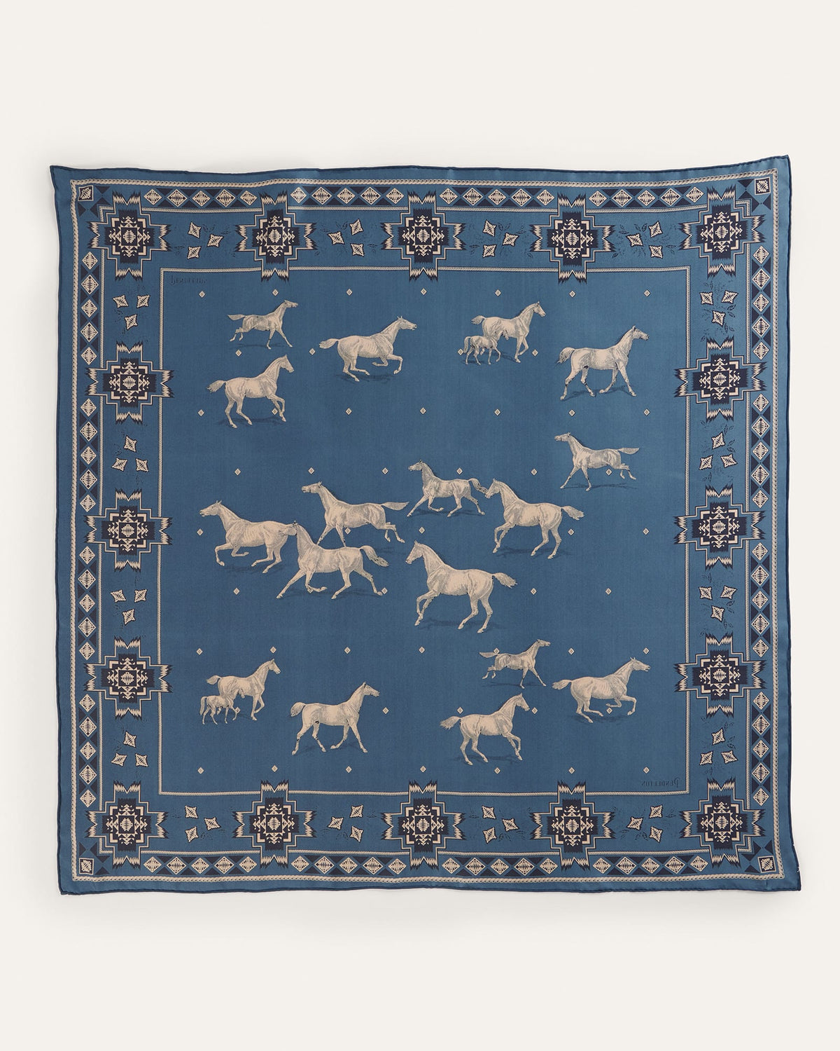 Silk Scarf Herd Of Horses Navy