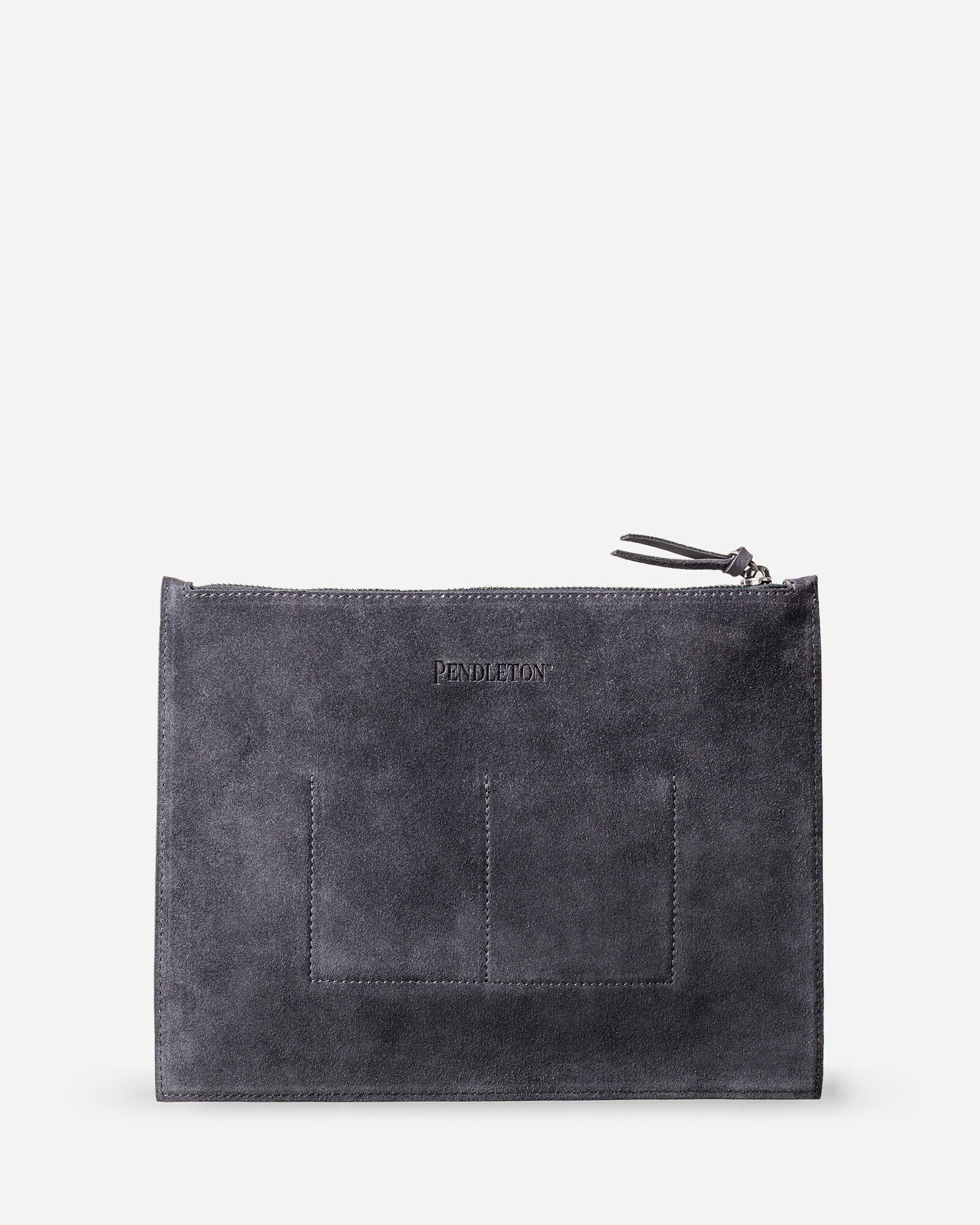 Suede Zip Clutch Grey/Black