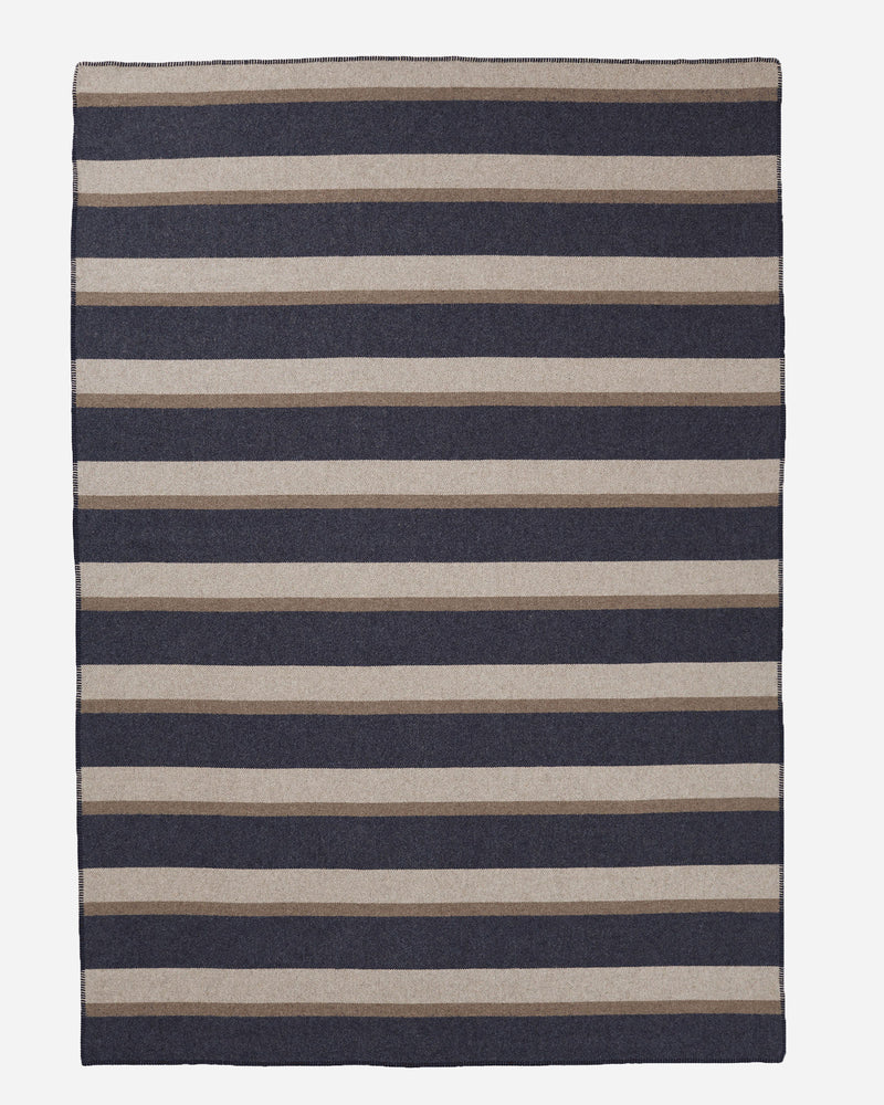 Eco-Wise Wool Stripe Blanket Midnight Navy Stripe