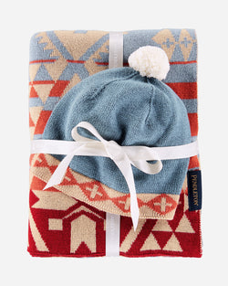 Knit Baby Blanket with Beanie Canyonlands Desert Sky