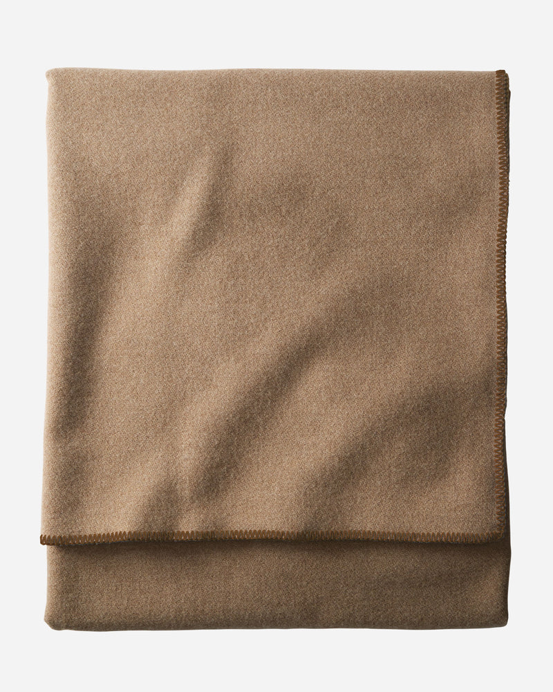 Eco-Wise Wool Solid Blanket Camel Heather