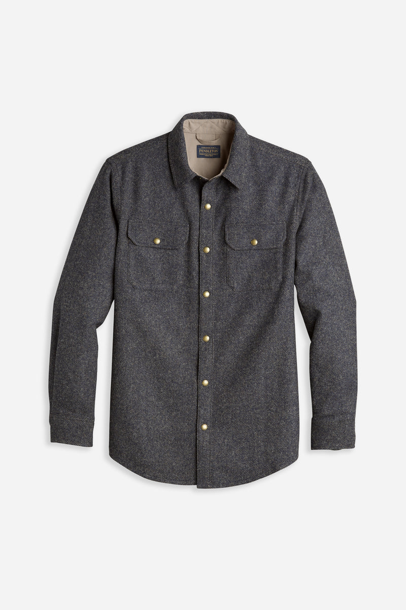 Lambswool Twill Snap Shirt Navy/Taupe