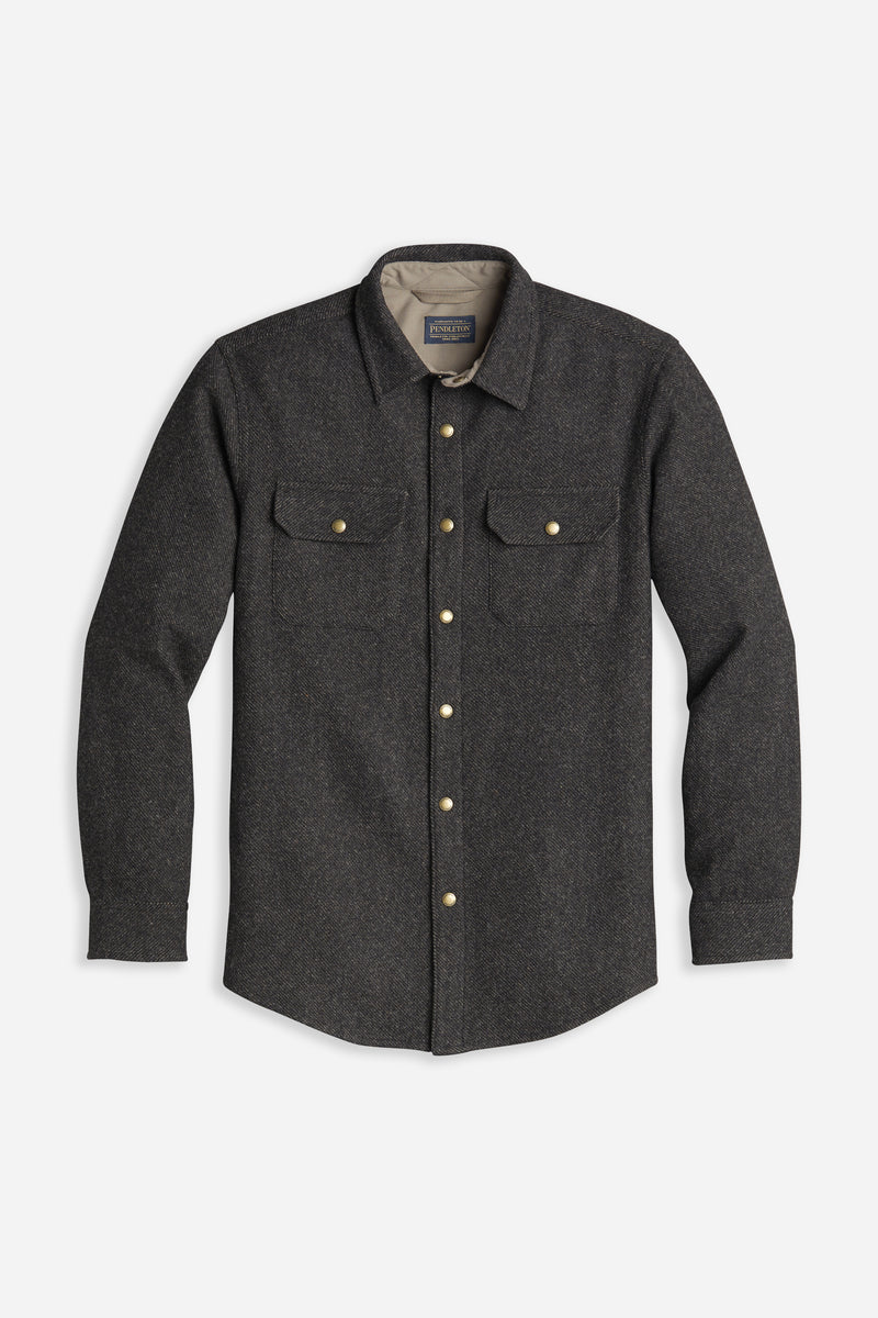 Lambswool Twill Snap Shirt Black/Taupe