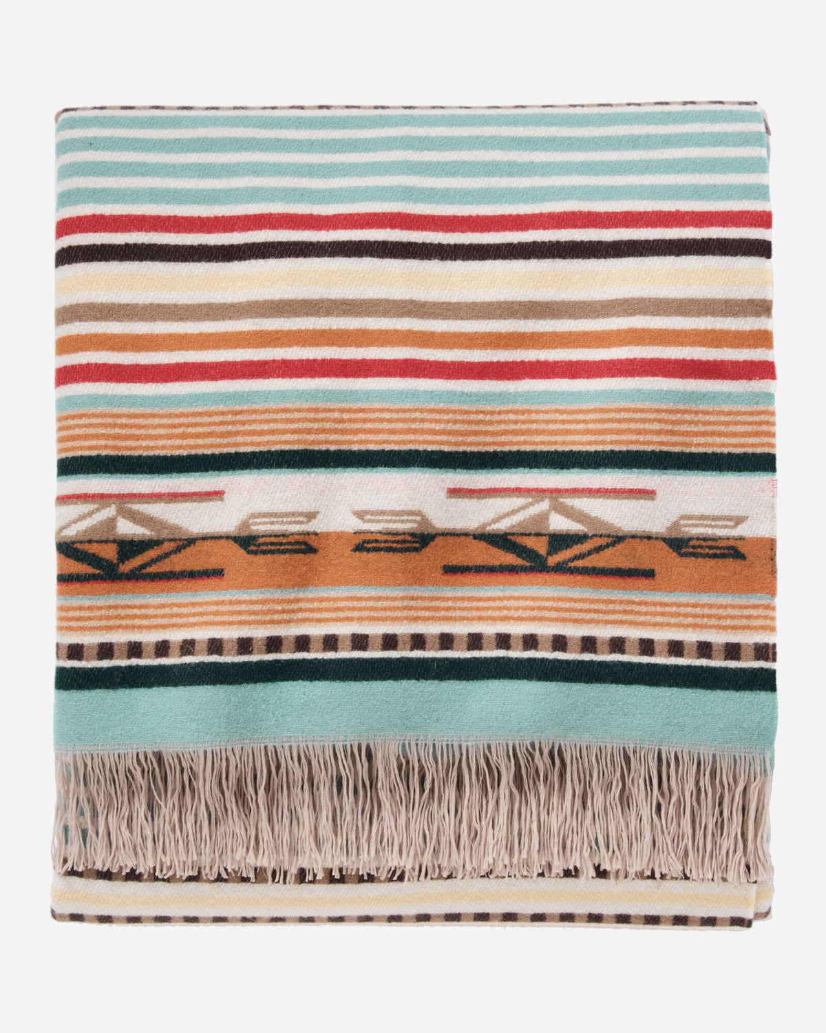 Pendleton Jacquard Fringed Wool Throw Chimayo in Coral – view 2